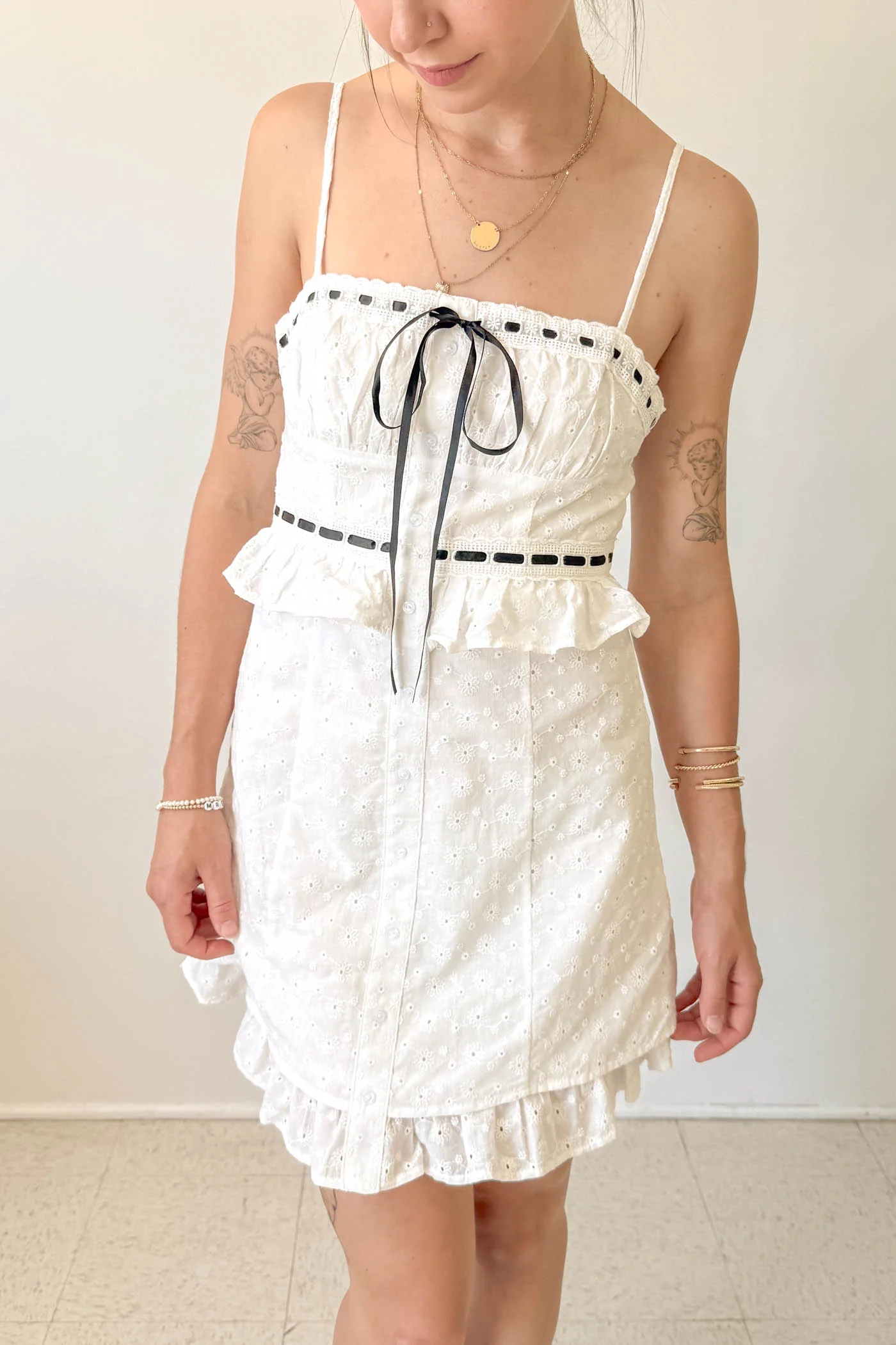 Lacey Eyelet Mini Dress