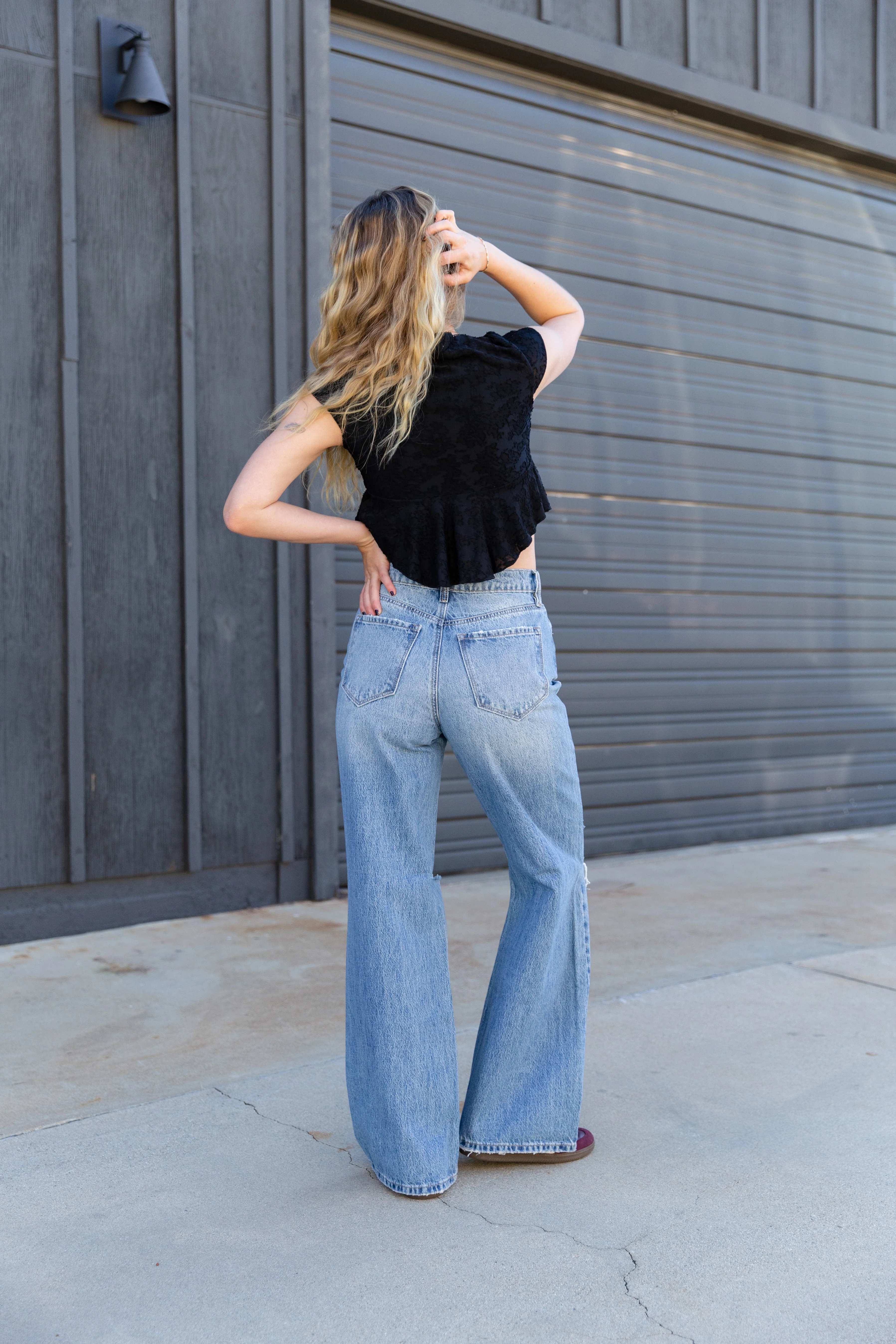 Nectar Premium Denim: The Olivine Wide Leg Distress Jeans