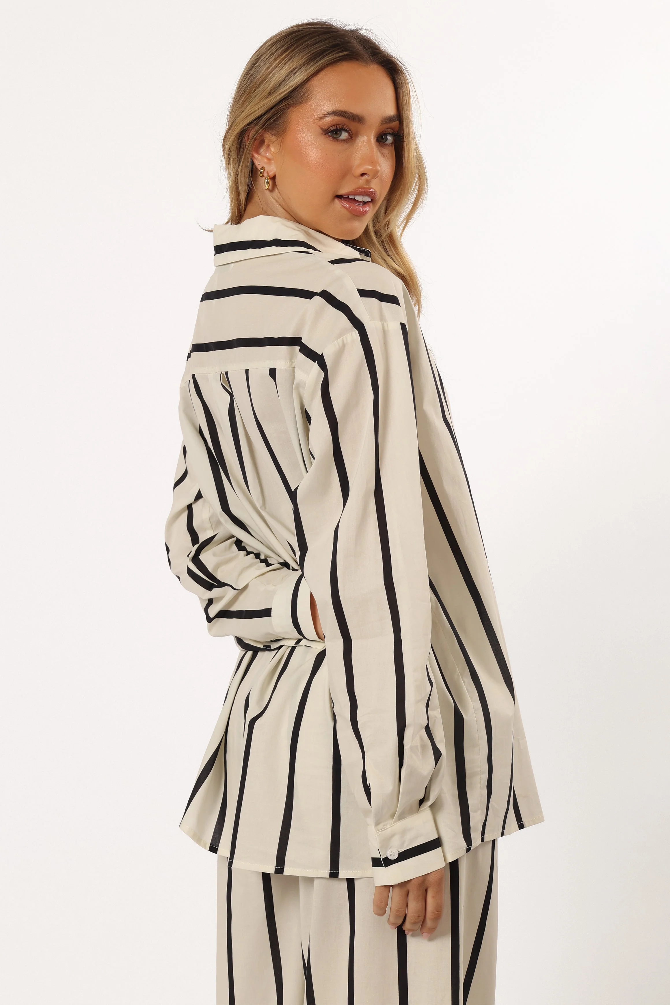 Silvia Button Down Shirt - Cream Stripe