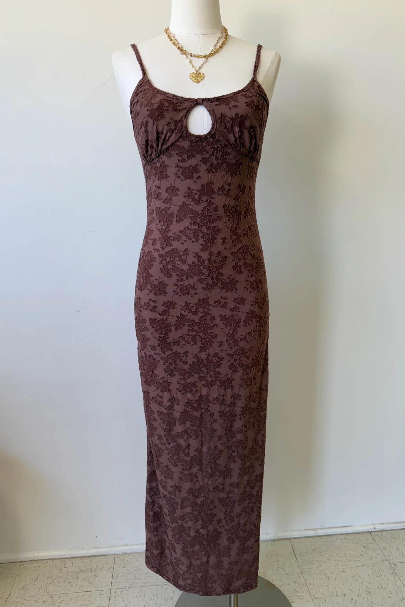 Textured Floral Maxi Dress