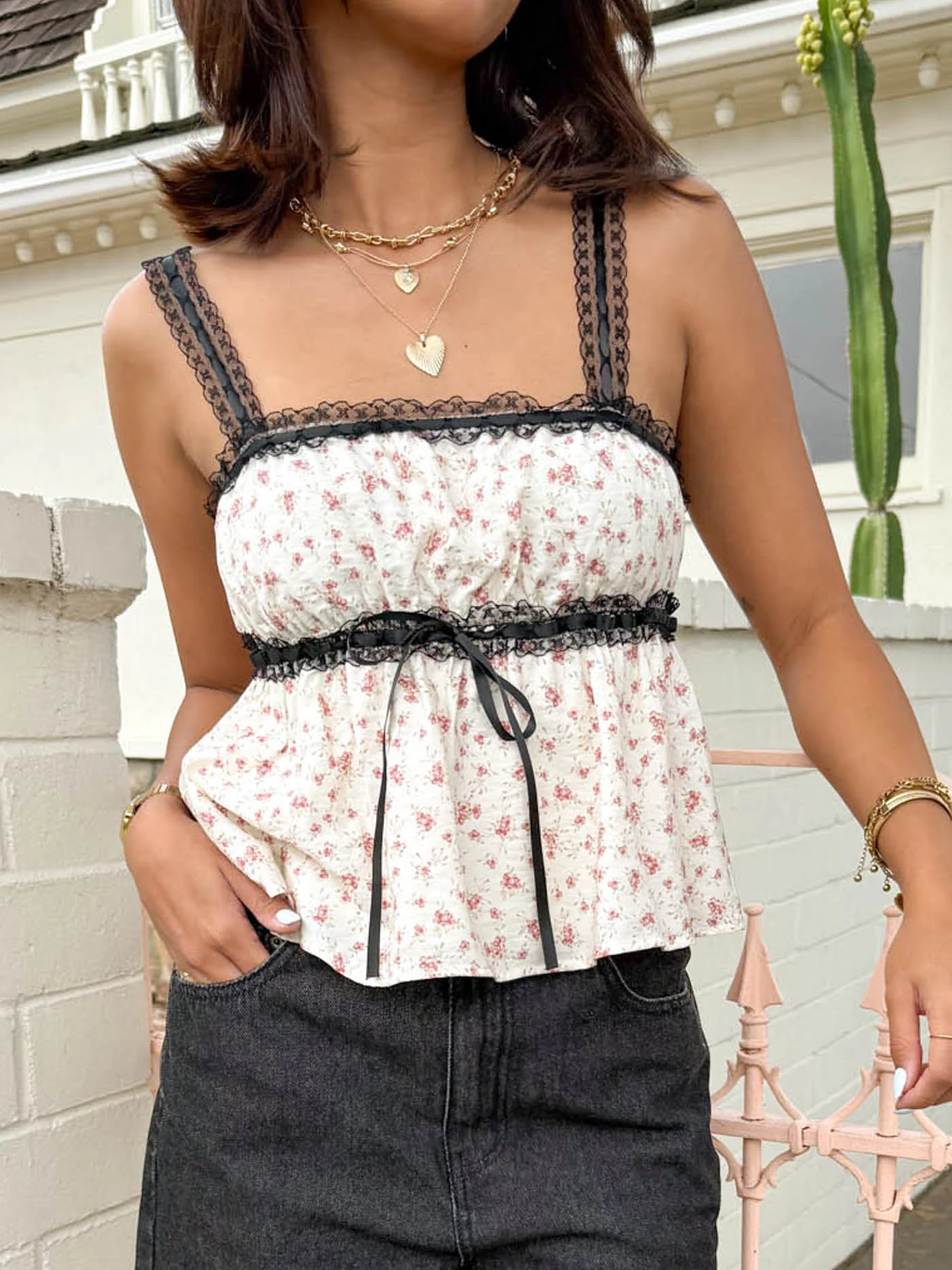 Floral Lacey Babydoll Top