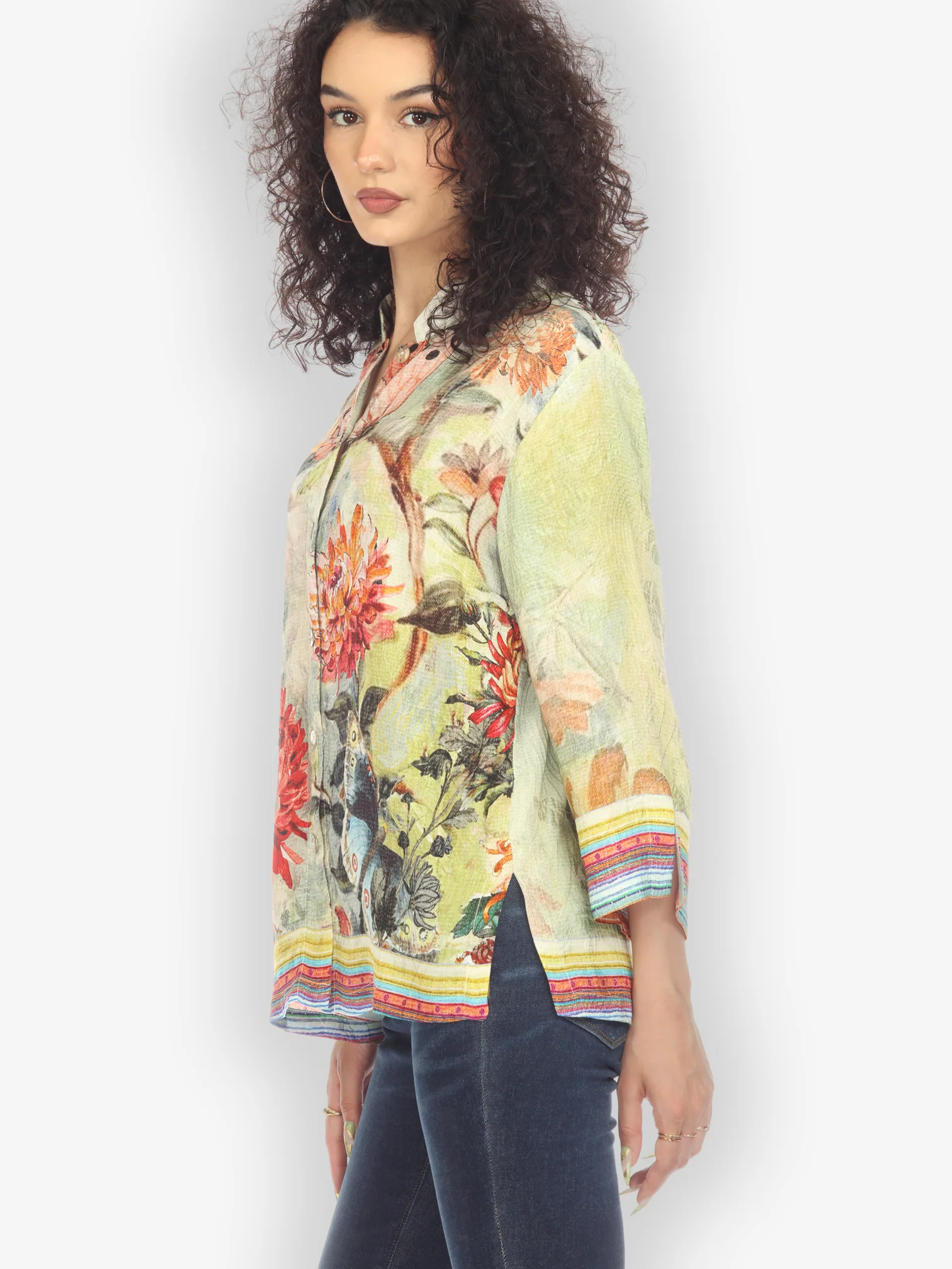 Chrysanthemum and Butterfly Silk Blouse