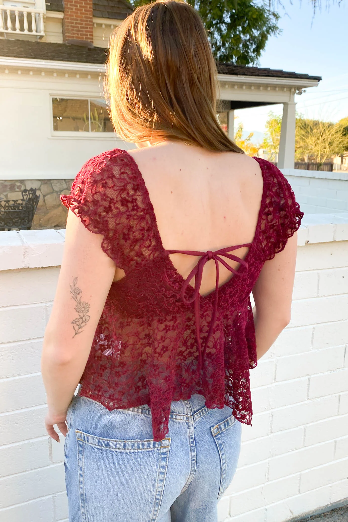 Sheer Lace Butterfly Top