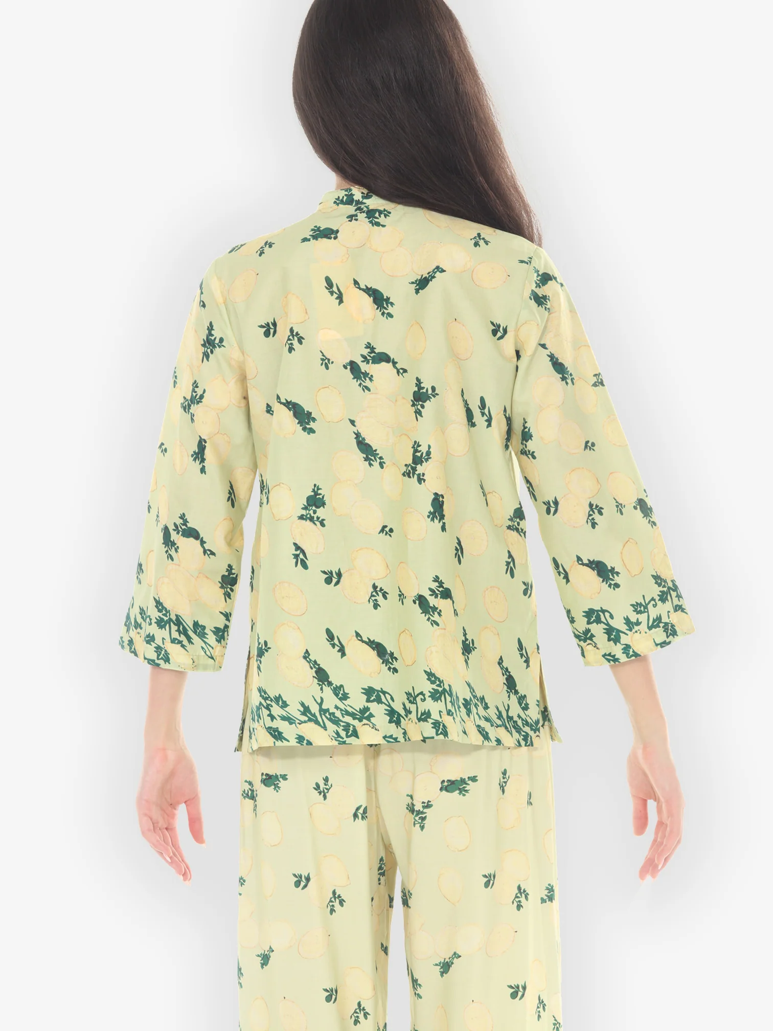 Citron Lemon Print Cotton Blouse