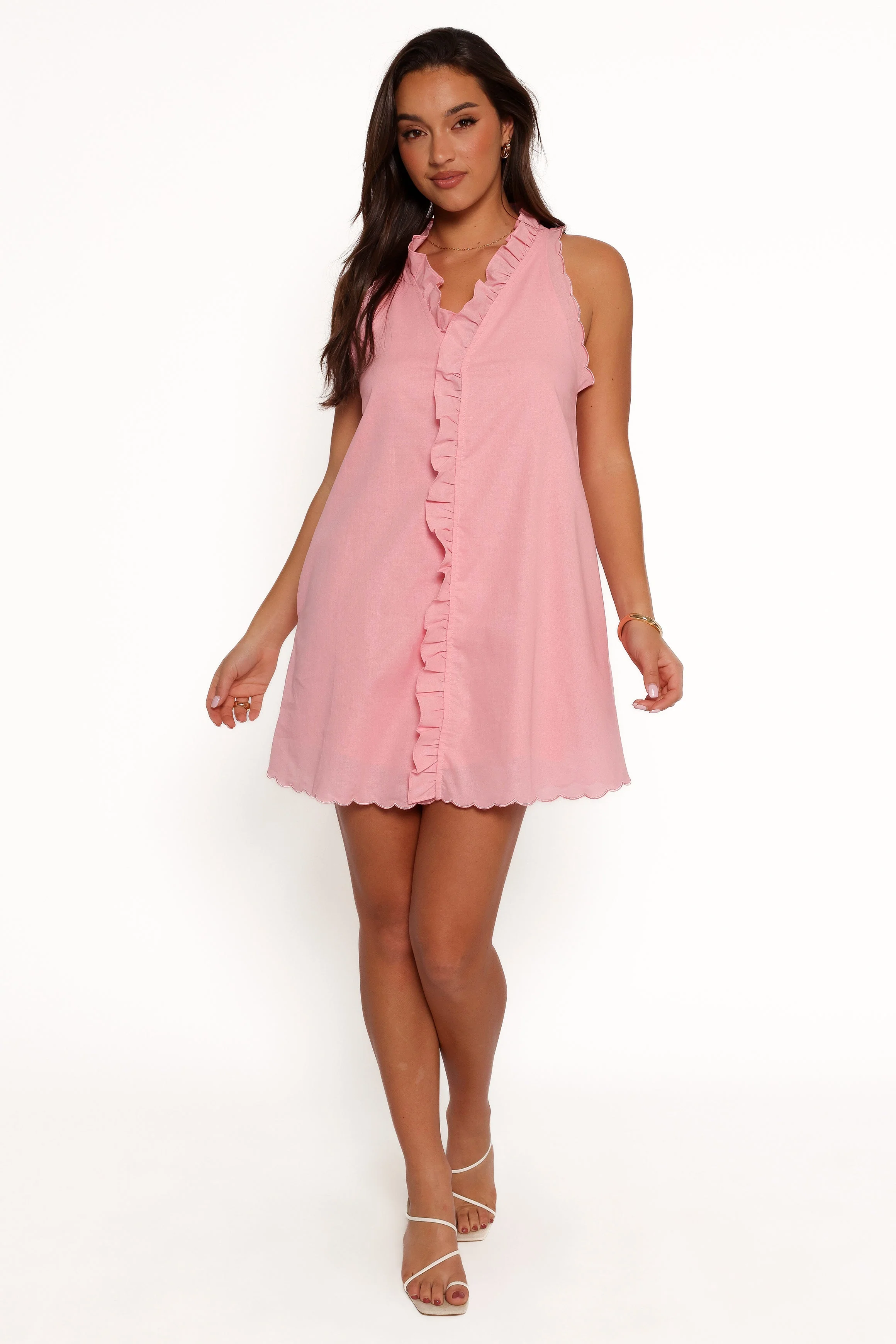Cassandra Ruffle Mini Dress - Pale Pink