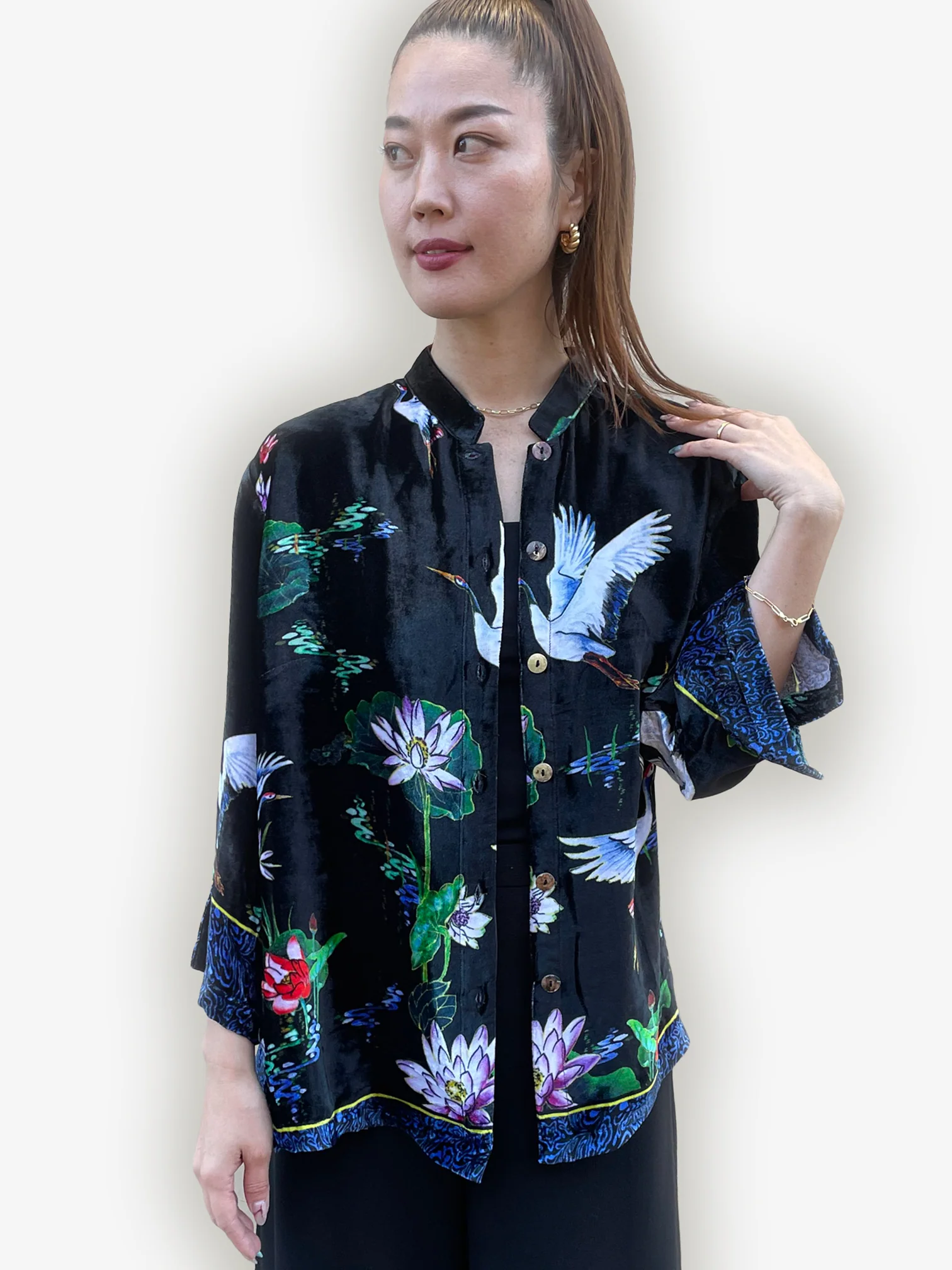 Citron Silk Blend Velvet Blouse