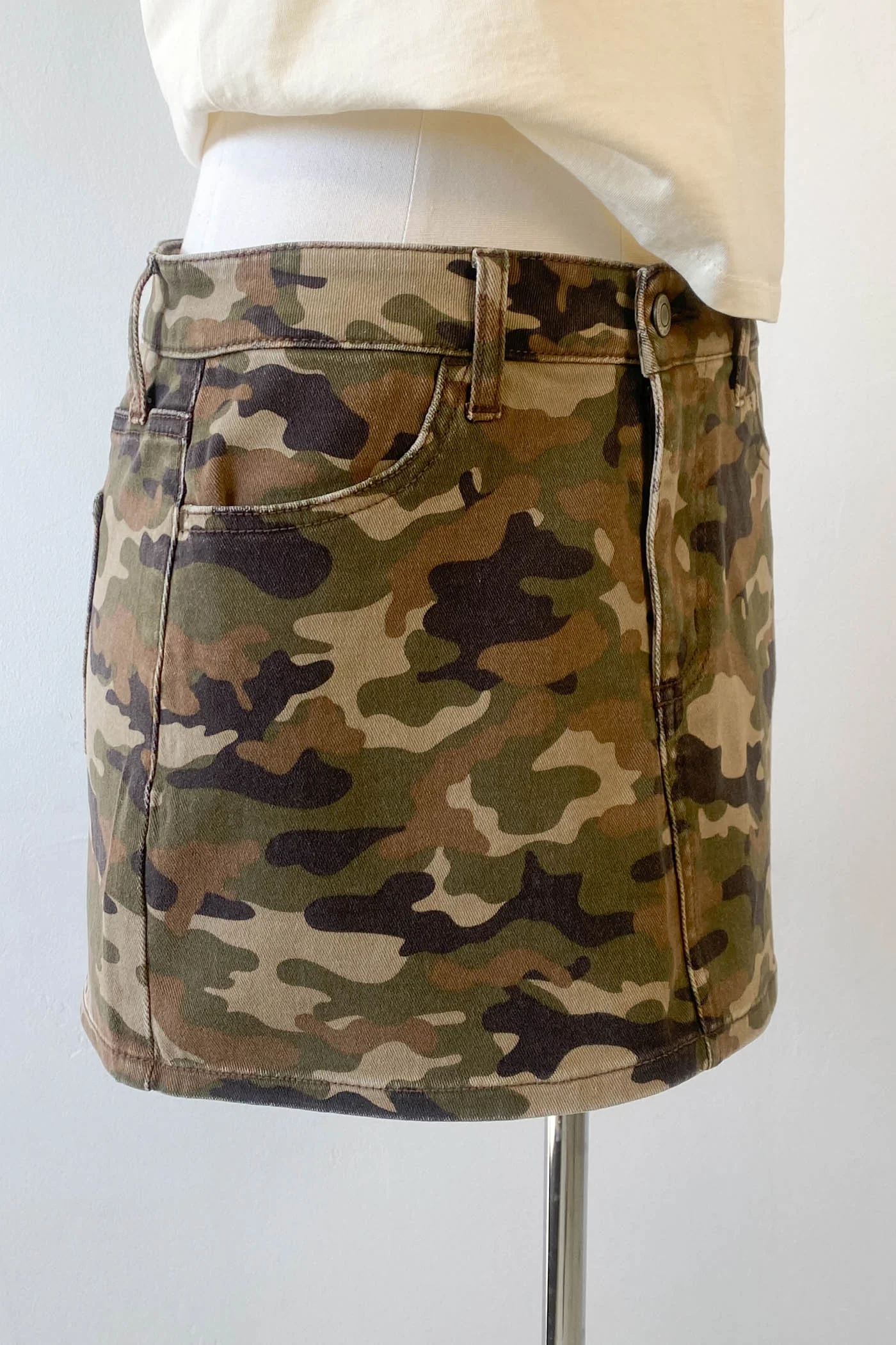 Denim Camo Mini Skirt
