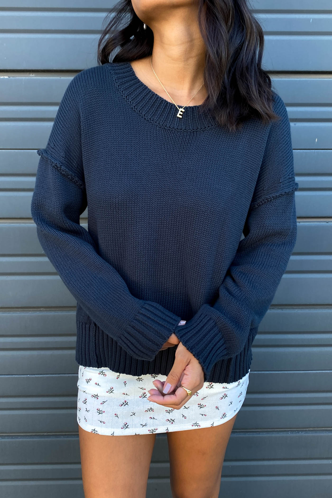 Reverse Stitch Knit Sweater