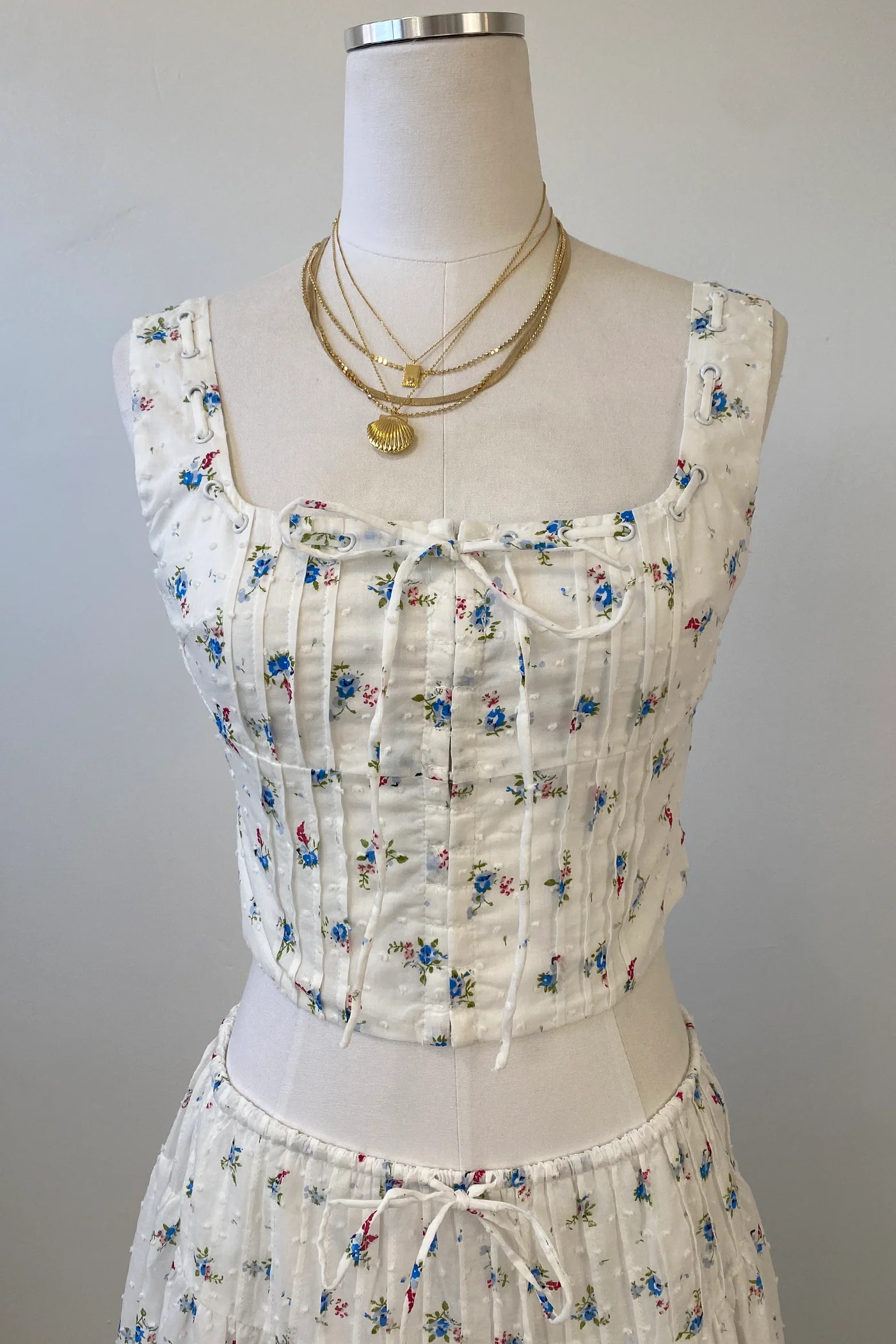 Sleeveless Floral Corset Top