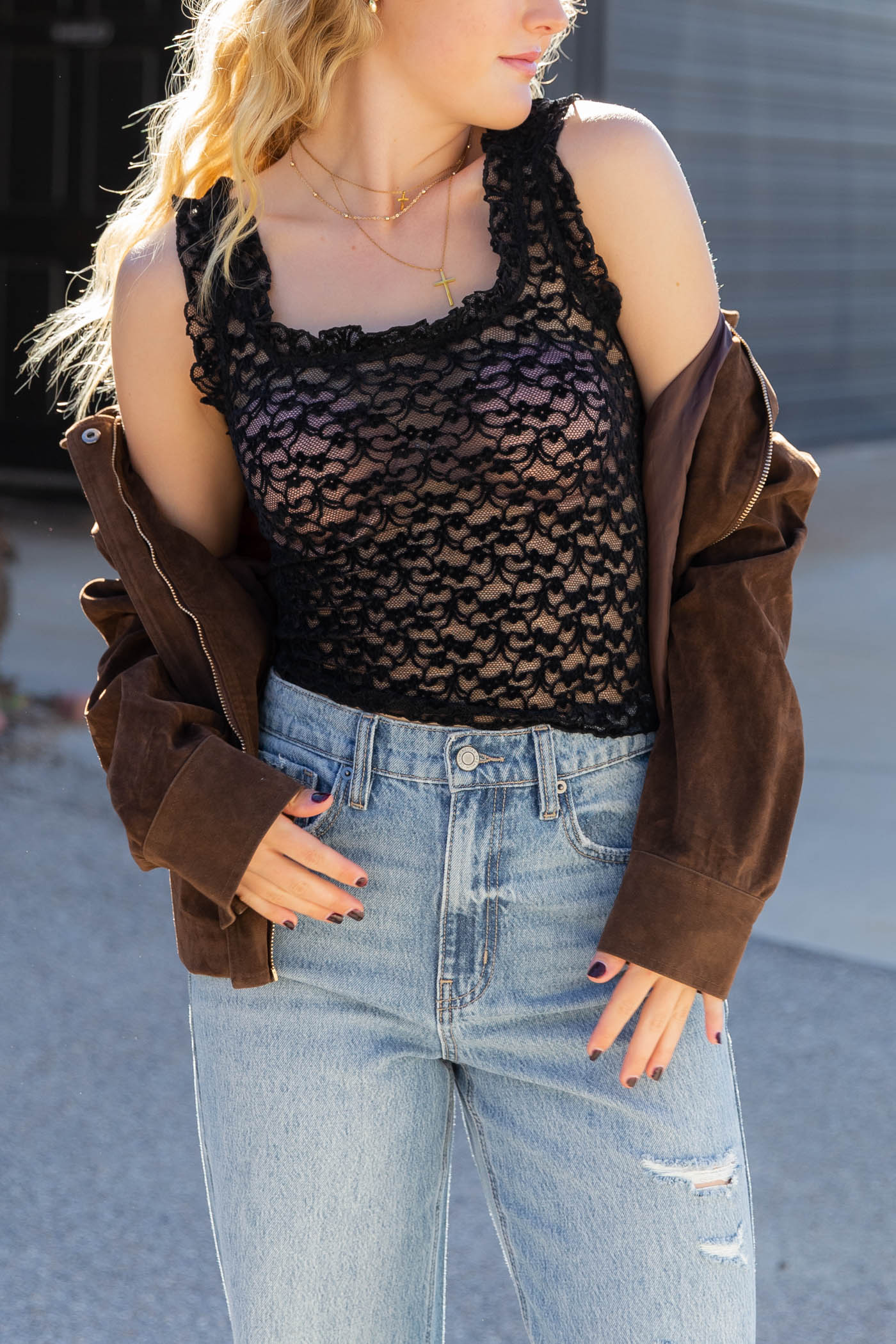 Sheer Lace Sleeveless Top