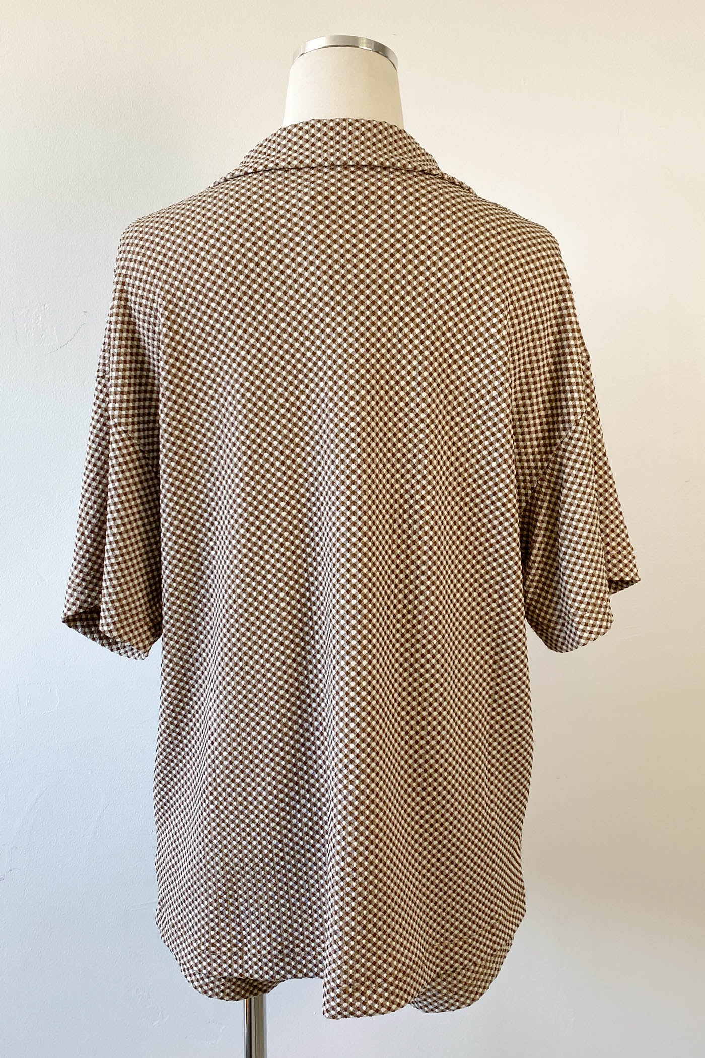 Oversized Gingham Short Sleeve Top