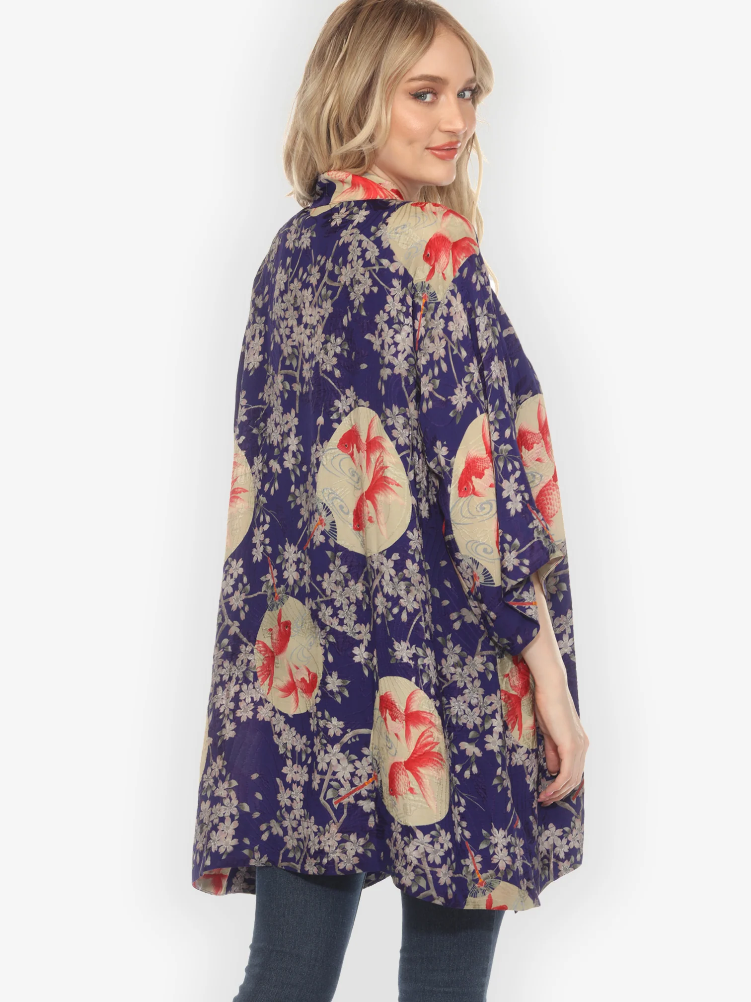 Goldfish and Blossom Silk Kimono Jacket