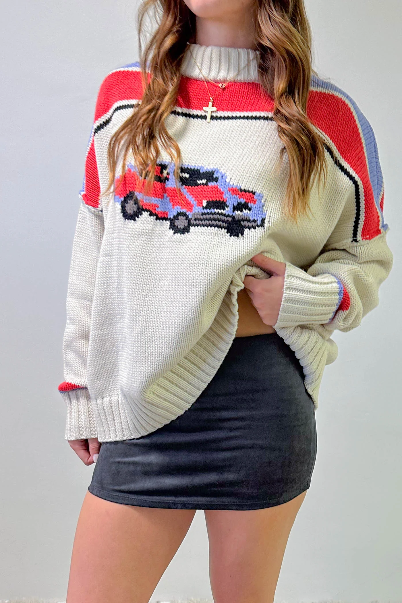 Retro Car Graphic Sweater