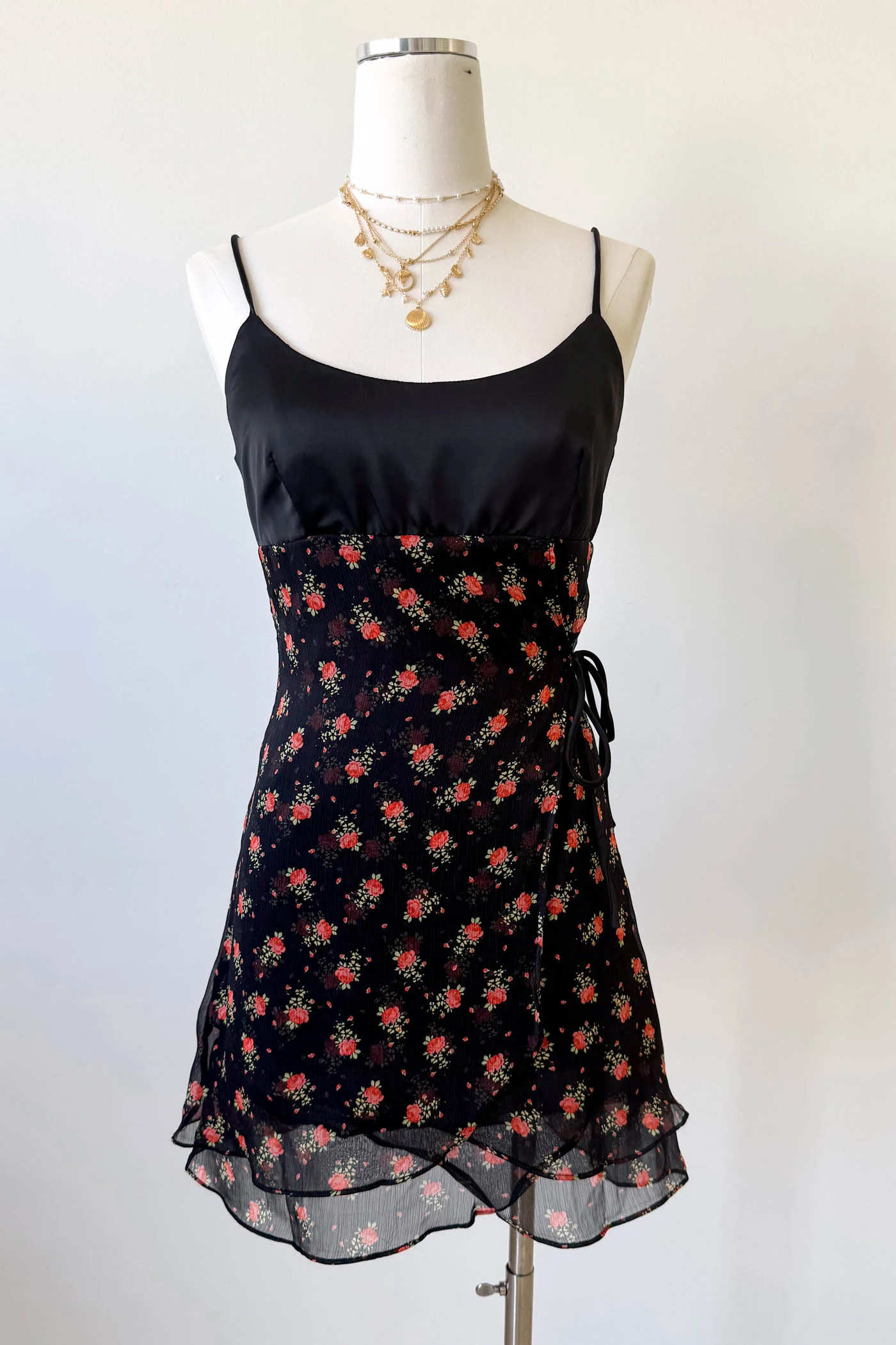 Stretch Lace Mini Wrap Dress