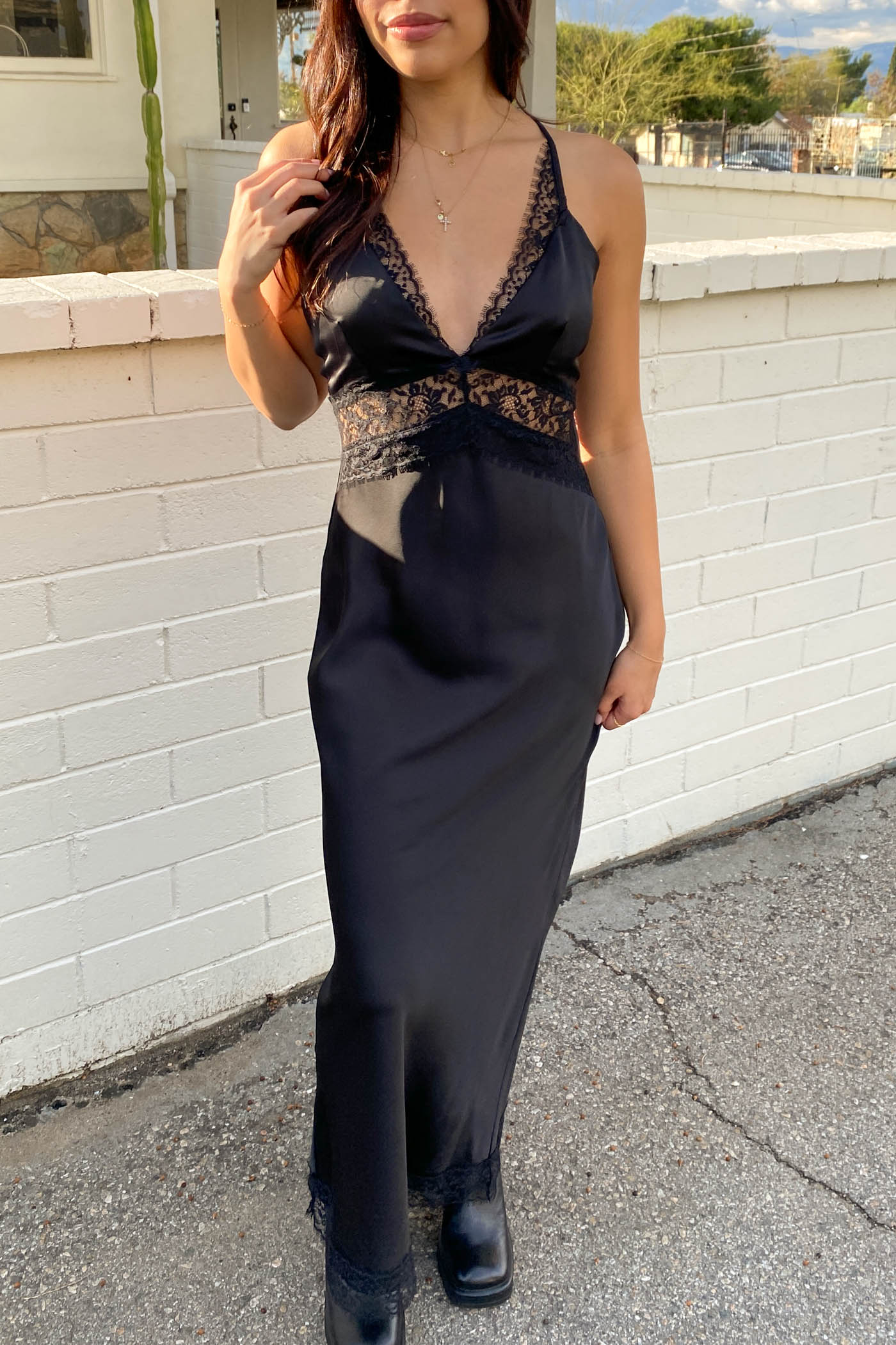 Open Back Laced Maxi Dress