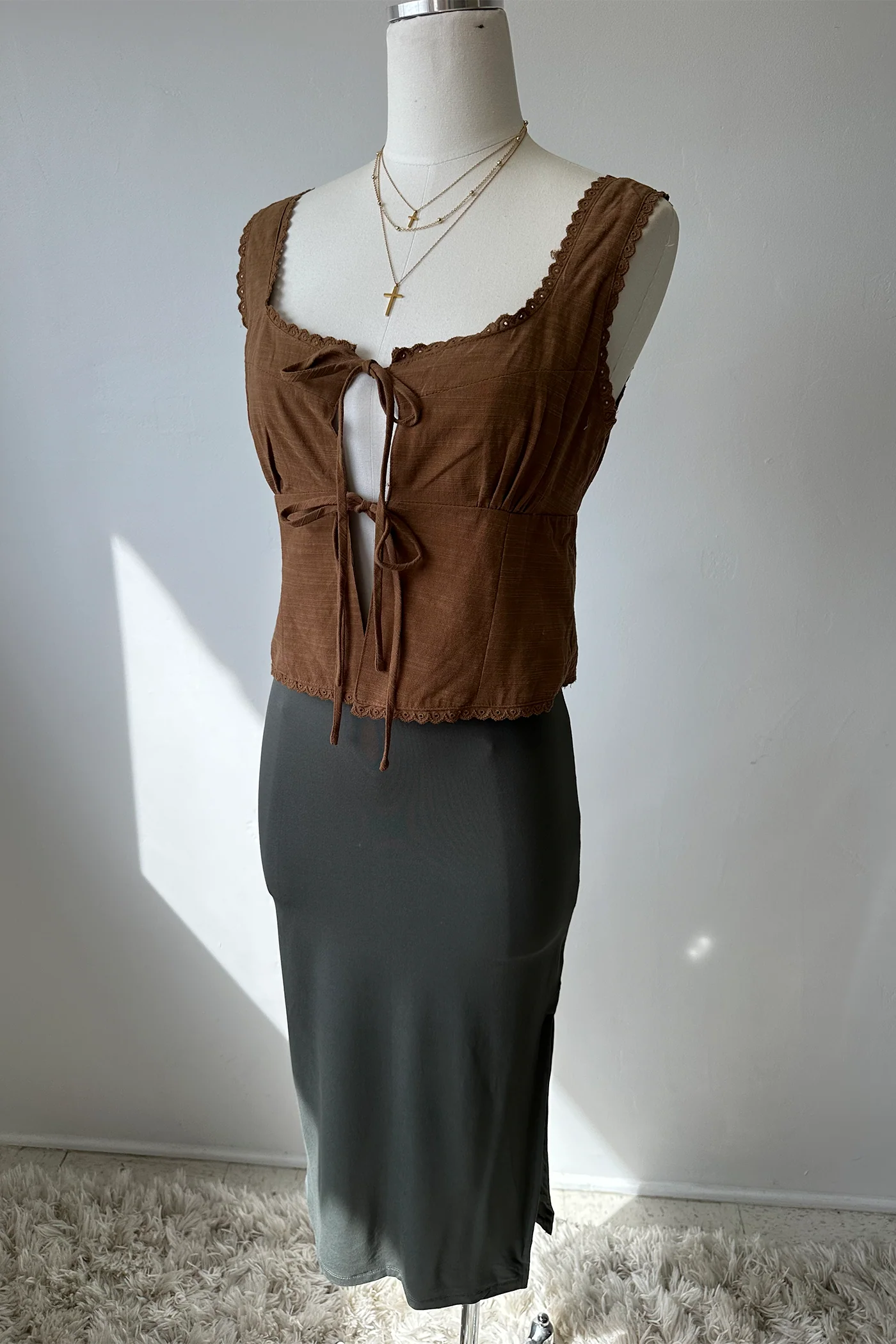 Split Front Sleeveless Top