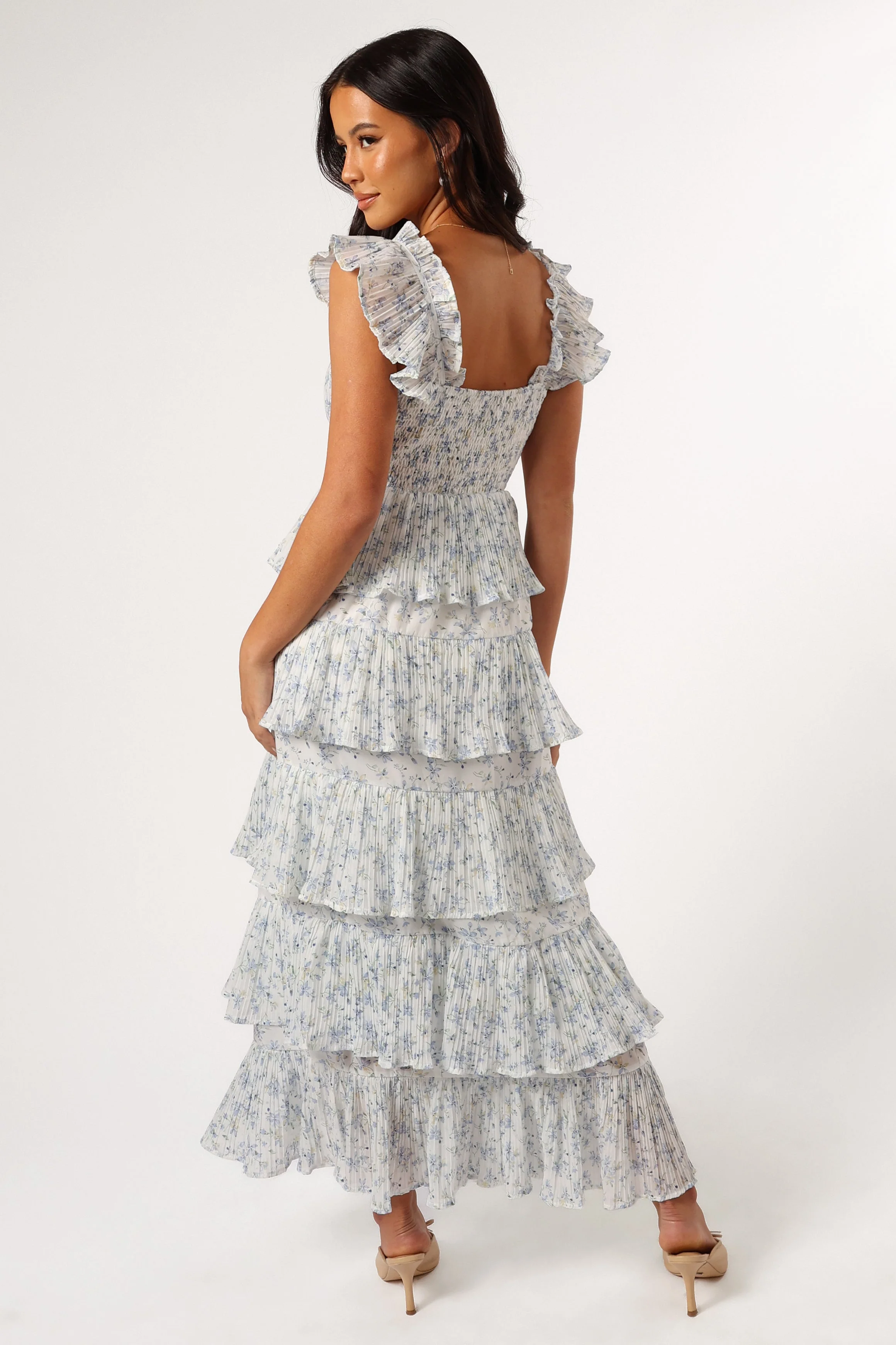 Cayson Midi Ruffle Dress - Cream Lavender