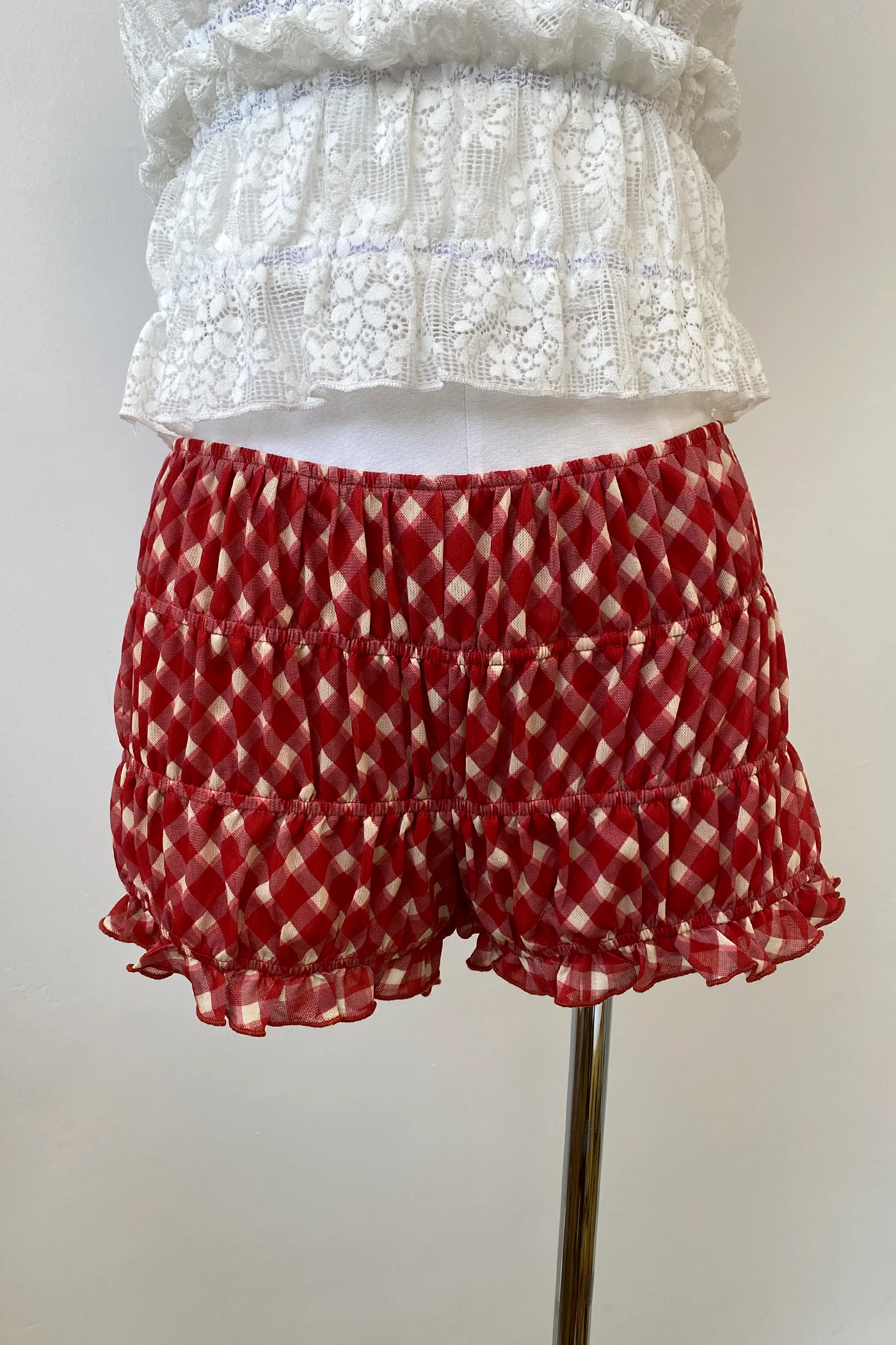 Plaid Stretch Lace Bloomer Shorts