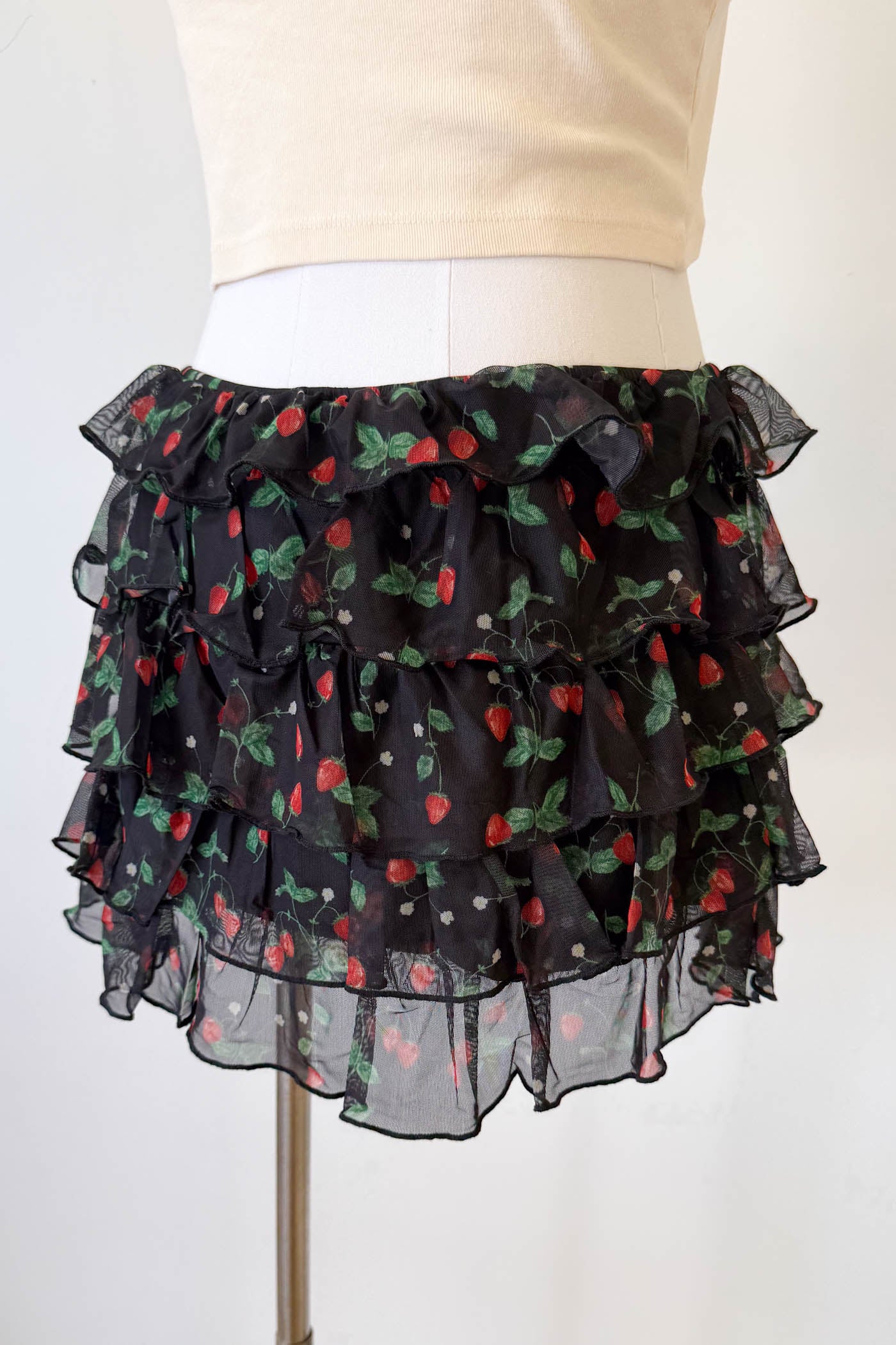 Strawberry Ruffle Mini Skirt