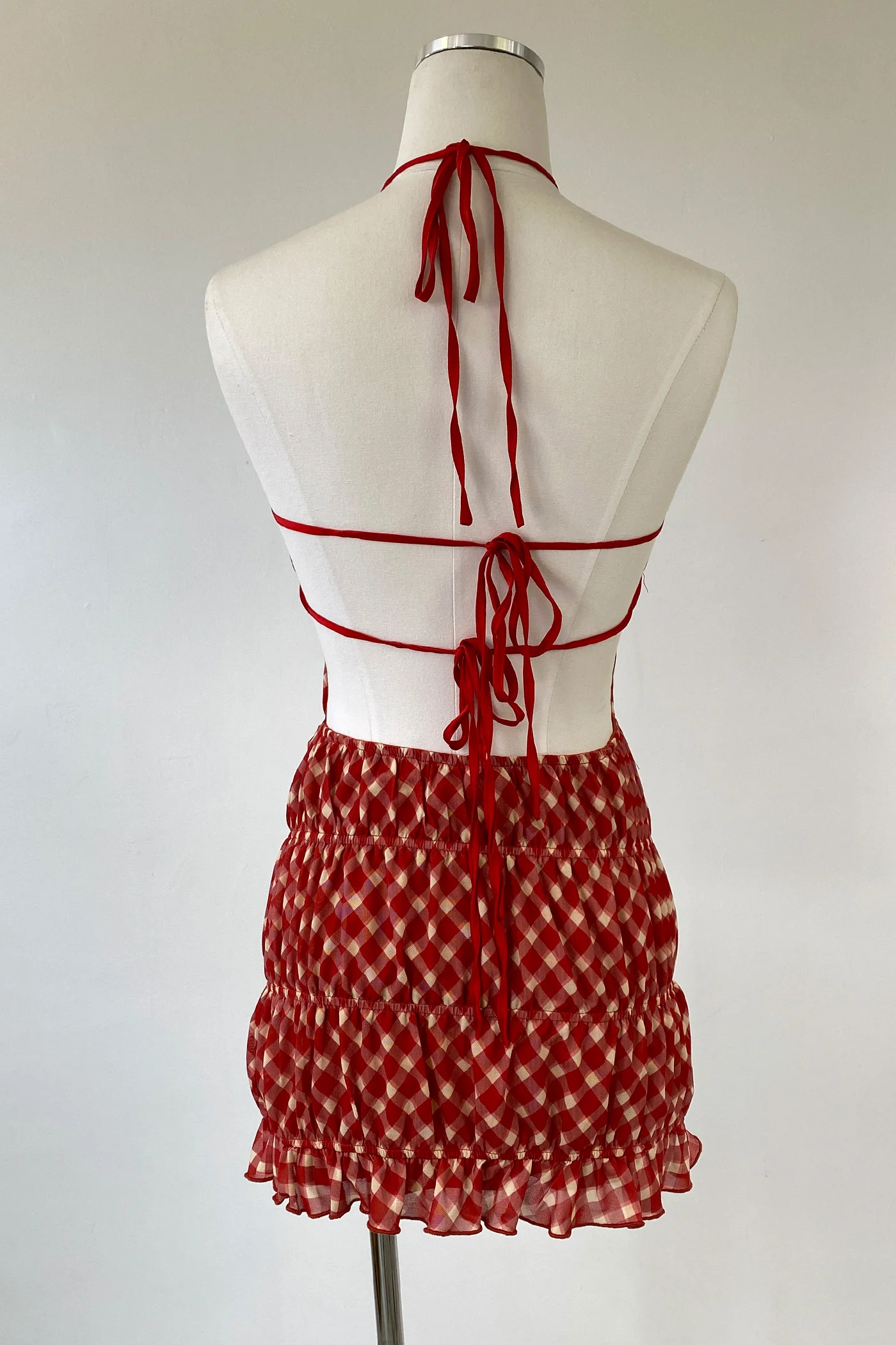 Mini Plaid Halter Dress