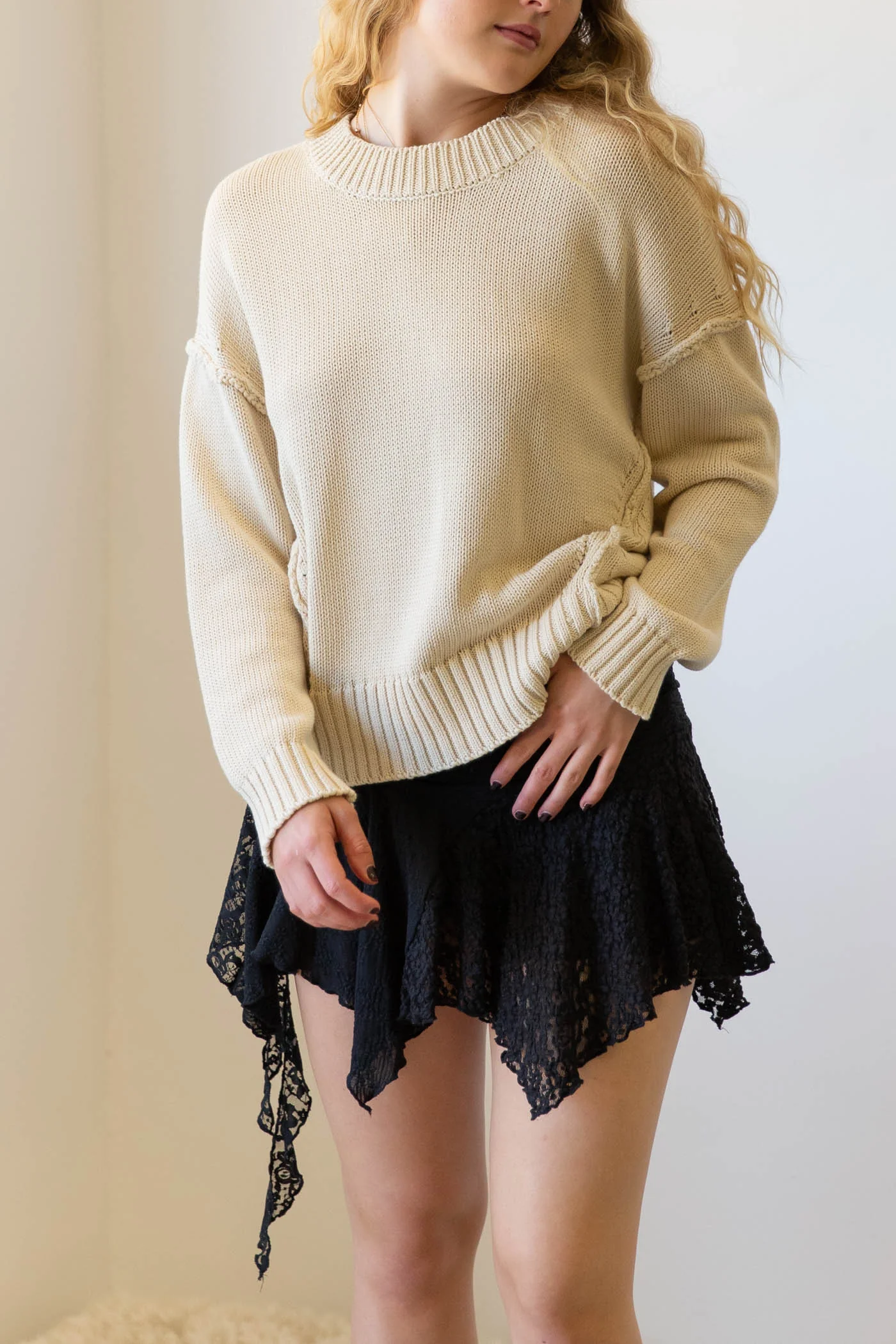 Reverse Stitch Knit Sweater