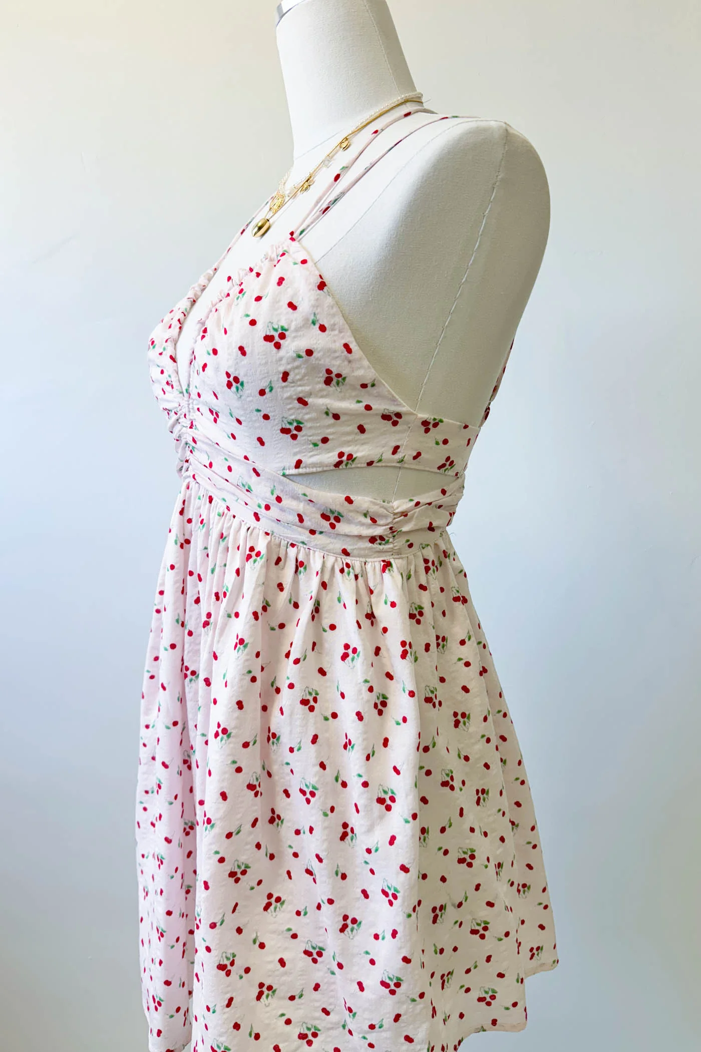 Strappy Cherry Print Mini Dress