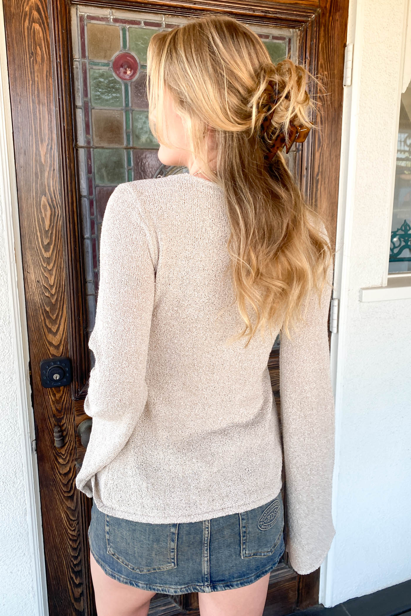 Split Front Long Sleeve Top