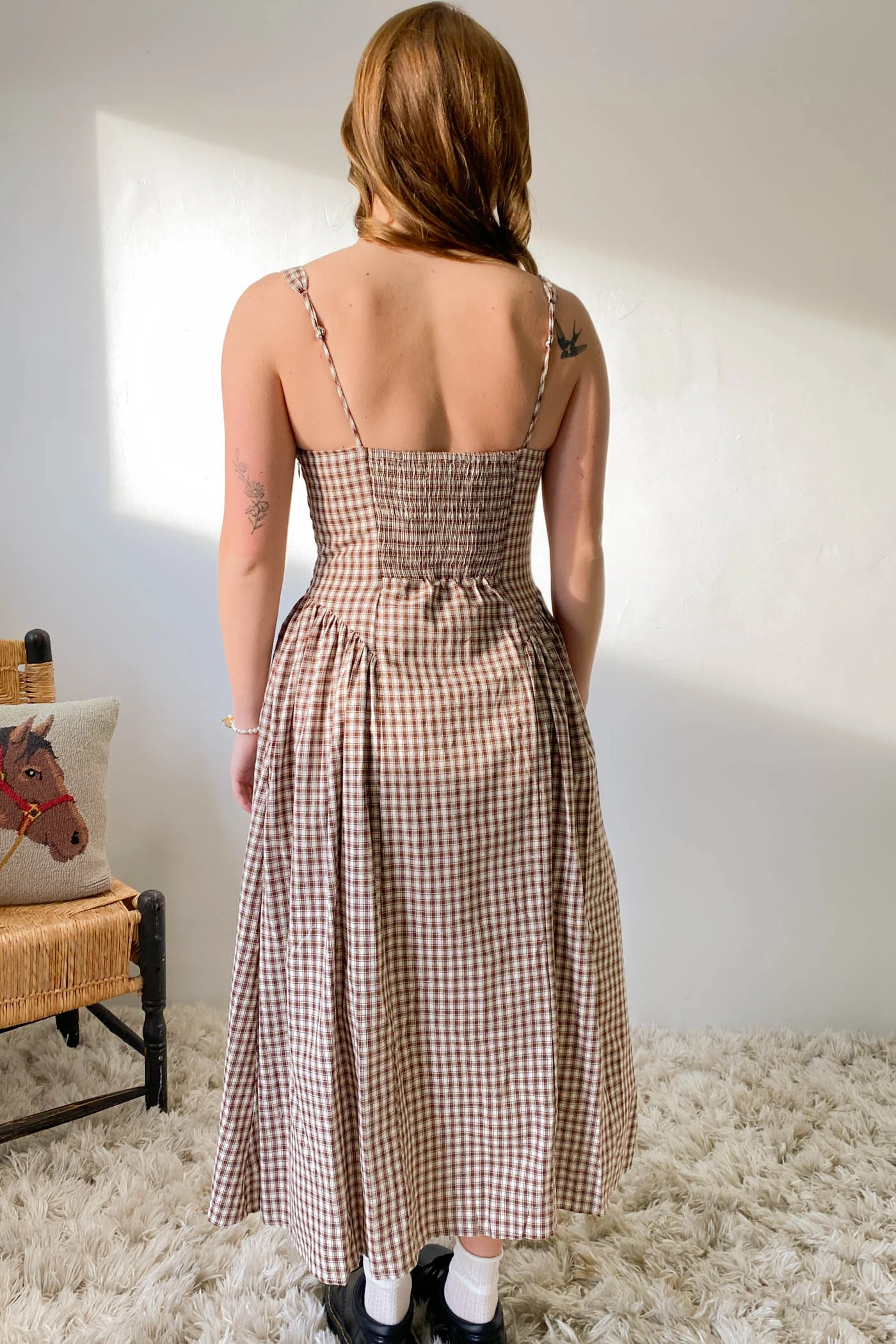 Gingham Corset Midi Dress