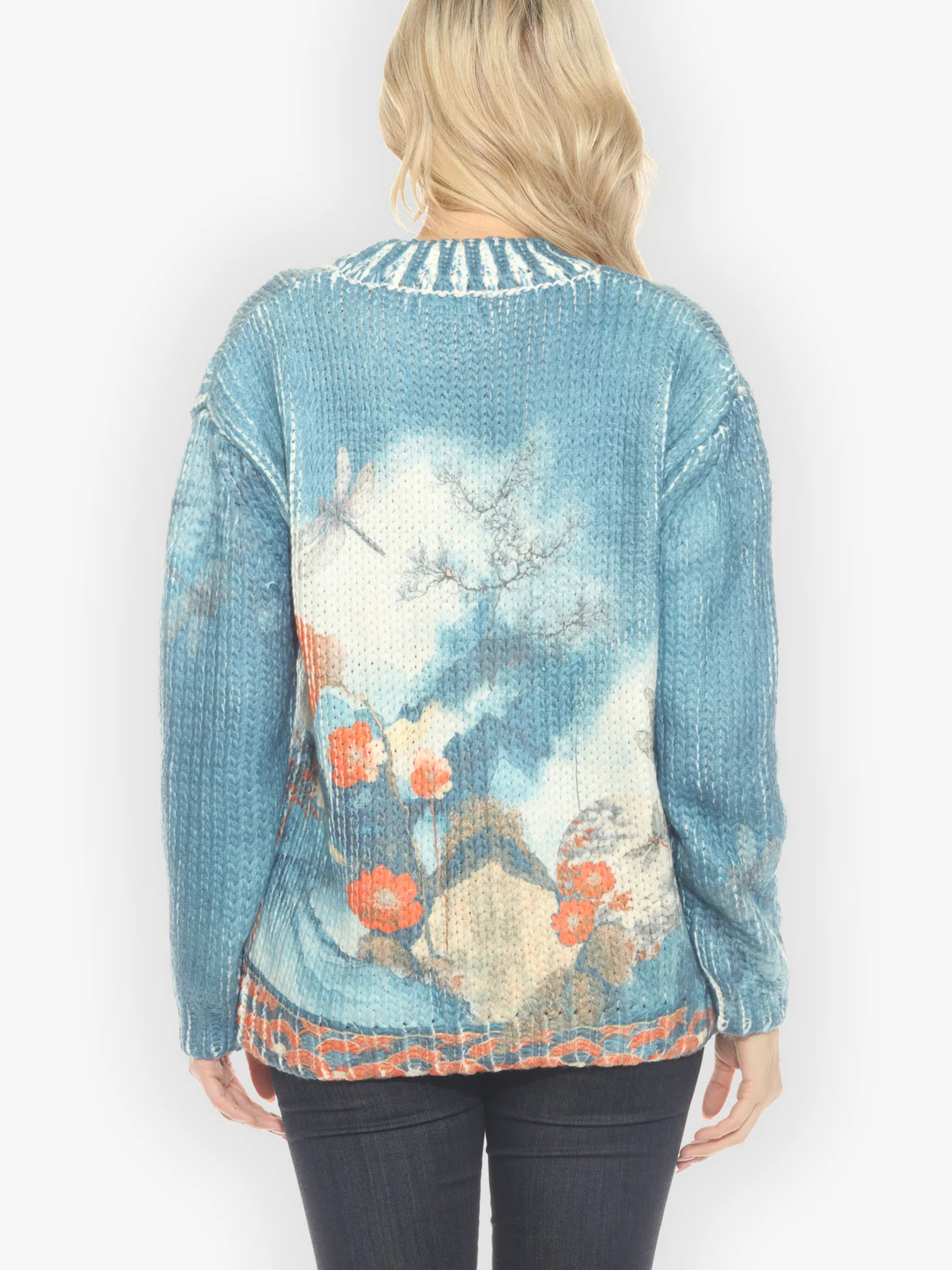 Blossom Medallion Dragonfly on Mountain Sweater