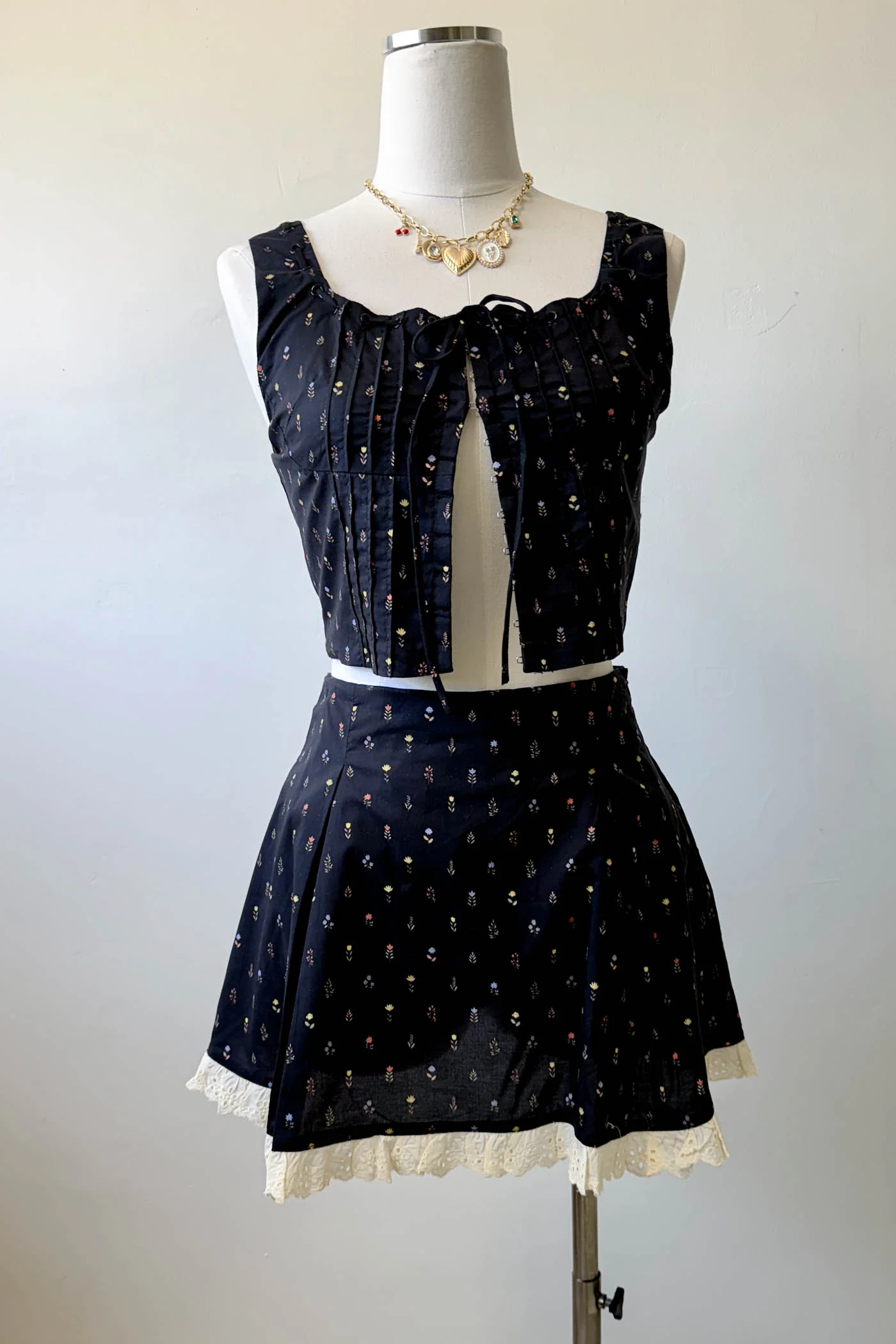 Pleated Floral Corset Top