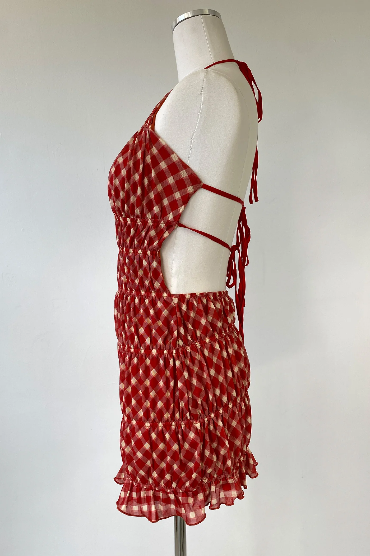 Mini Plaid Halter Dress