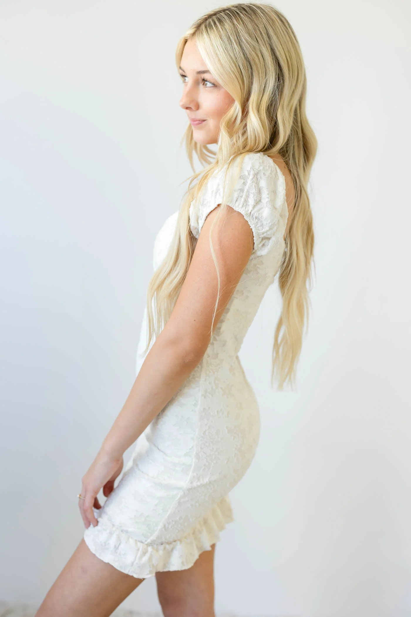 Textured Floral Mini Dress