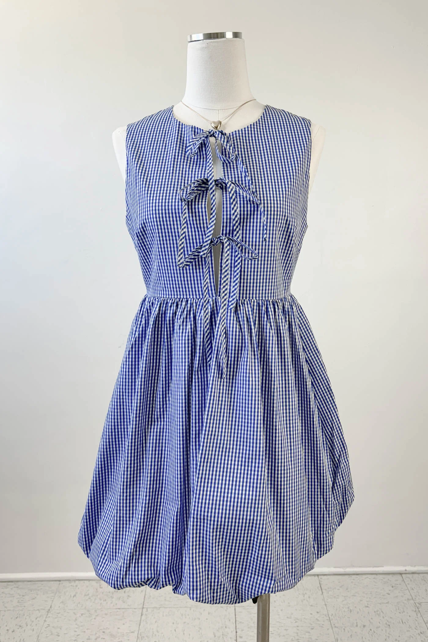 Split Front Gingham Mini Dress