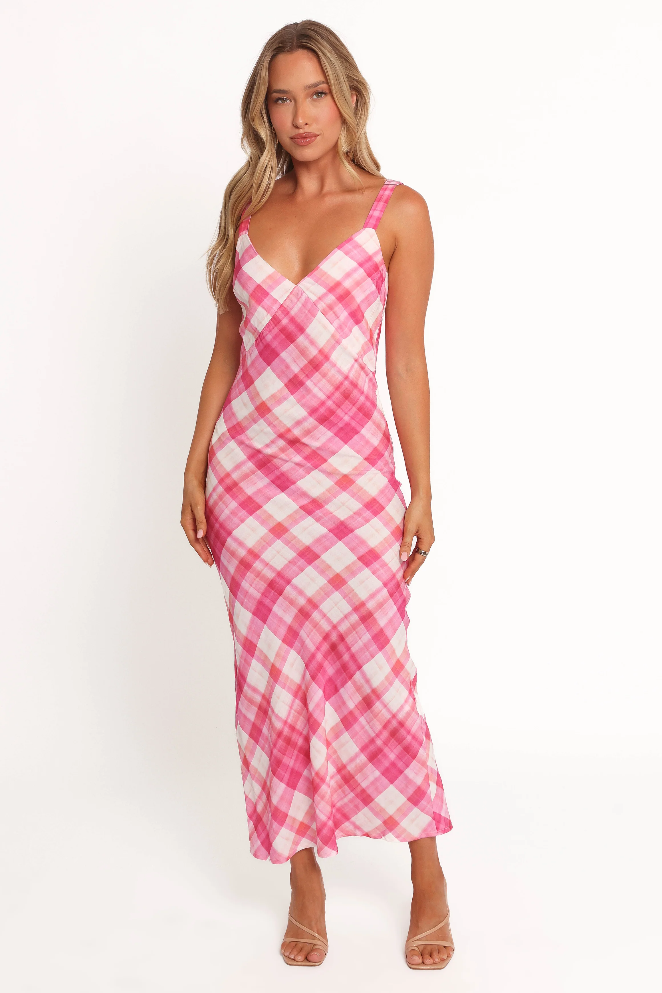 Morghan Midi Dress - Pink Check