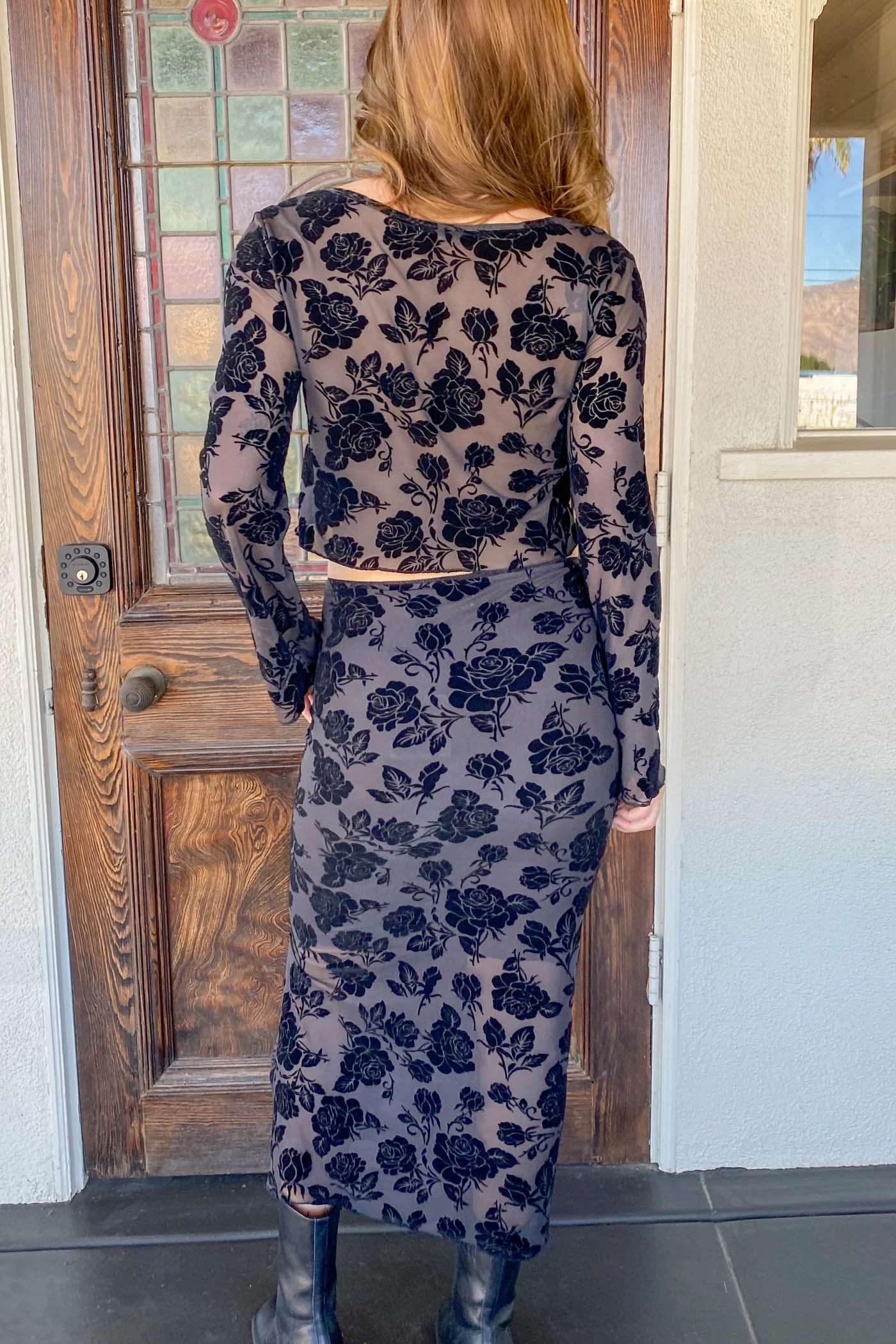 Floral Split Front Mesh Top