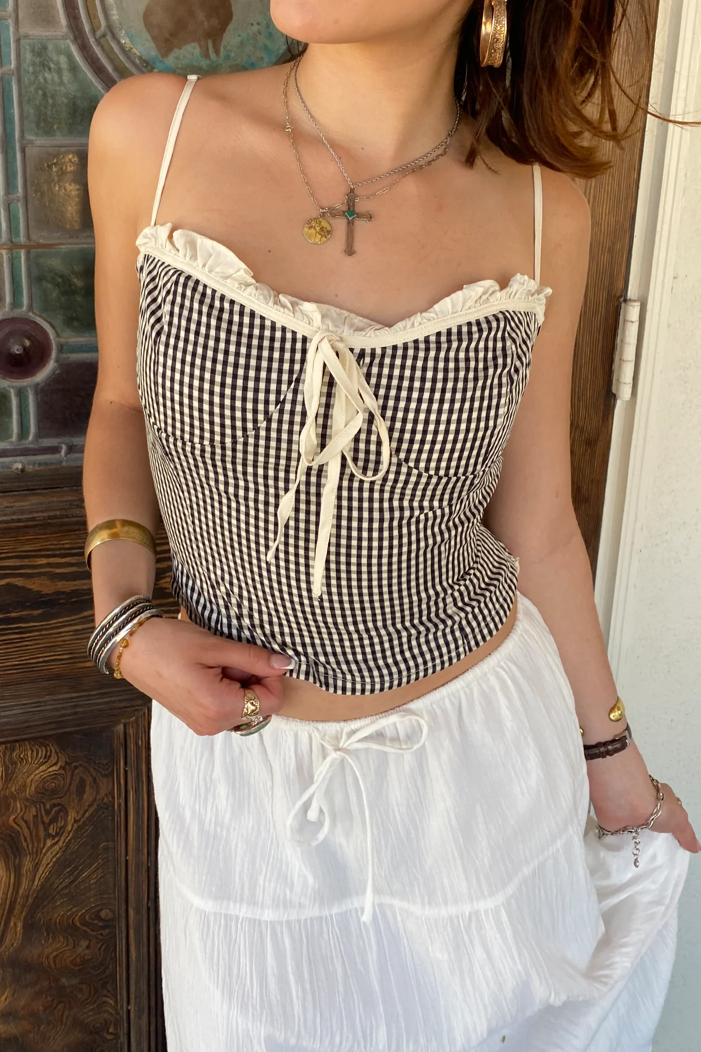 Gingham Corset Top