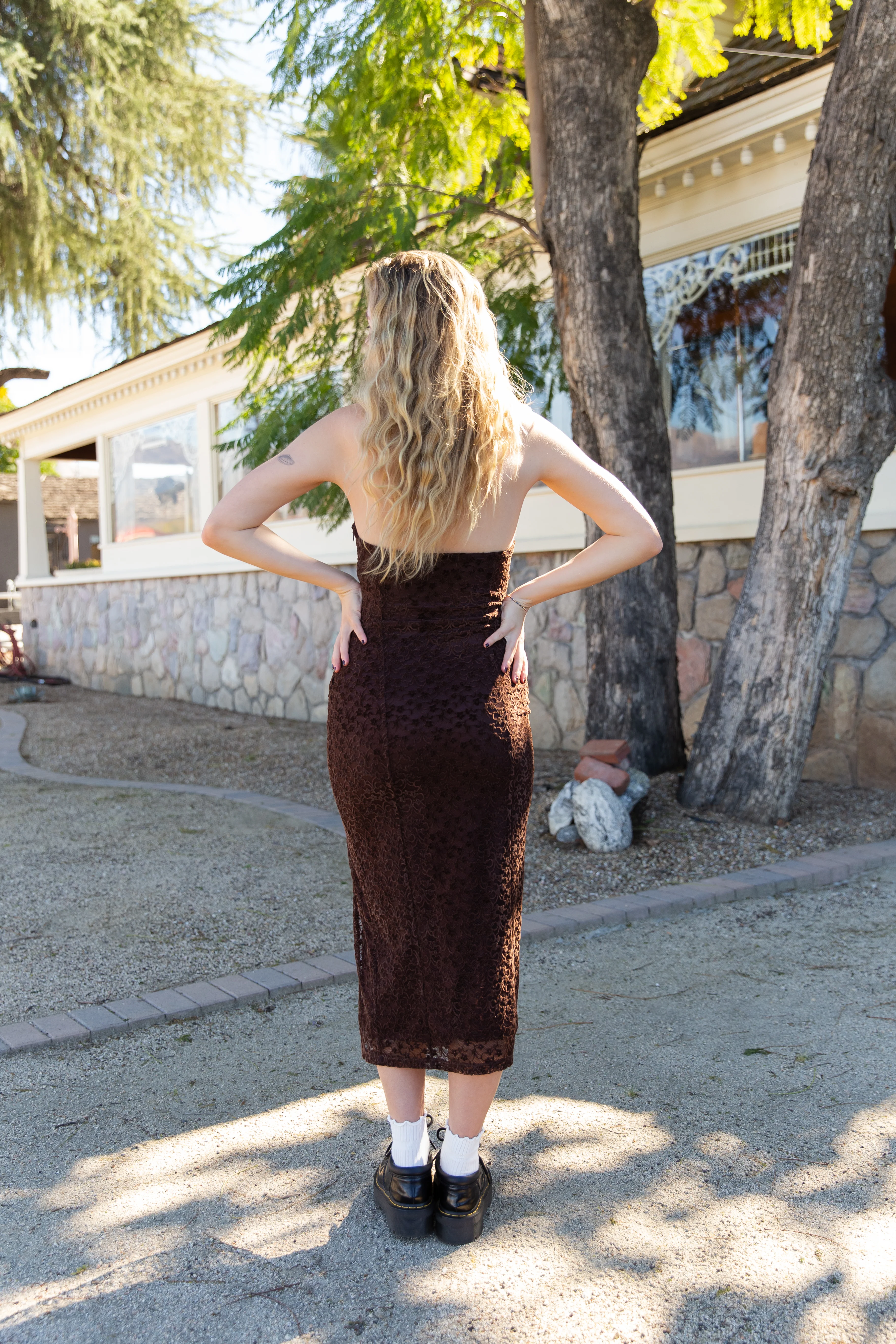 Lace Halter Midi Dress