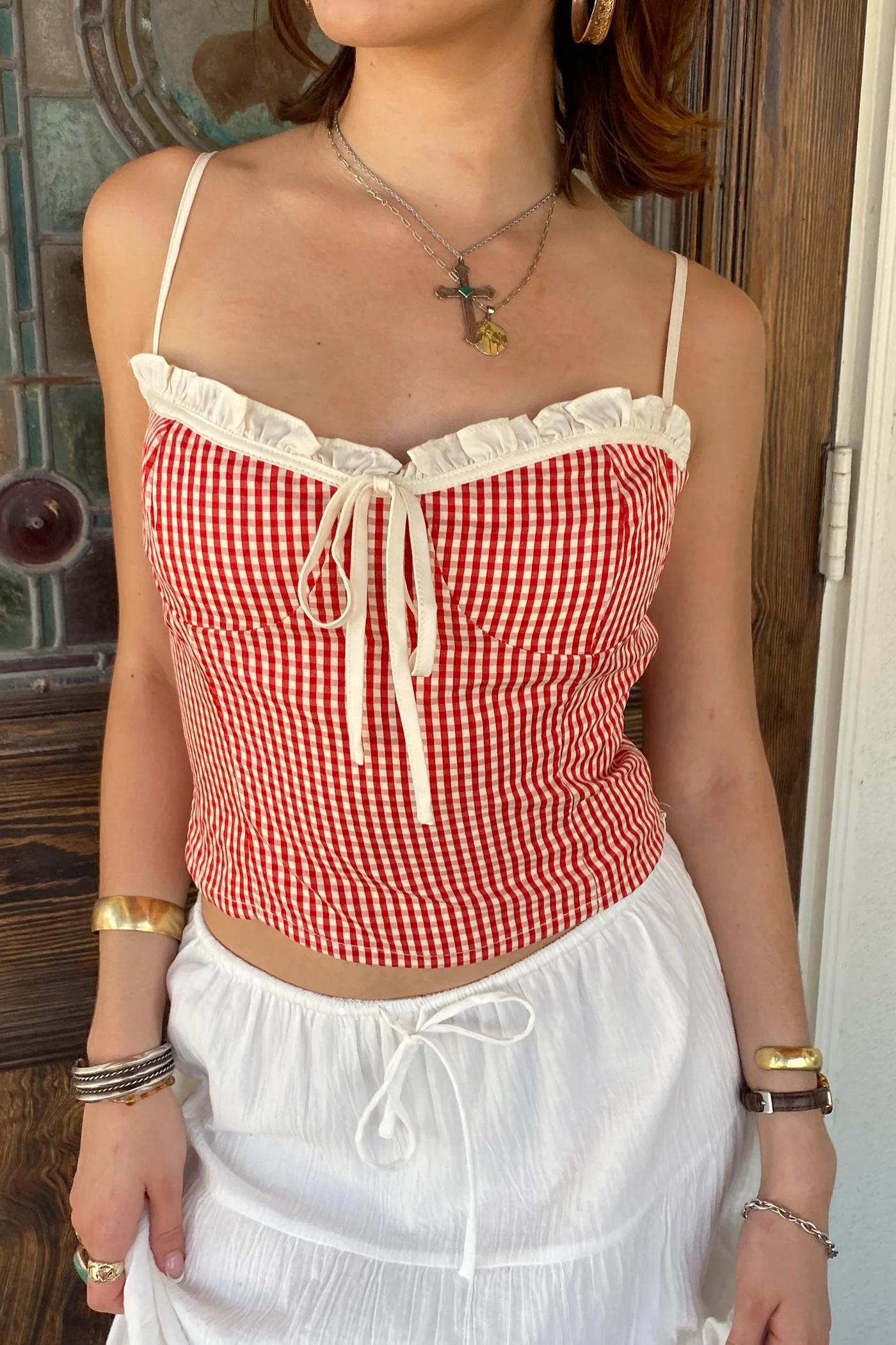 Gingham Corset Top