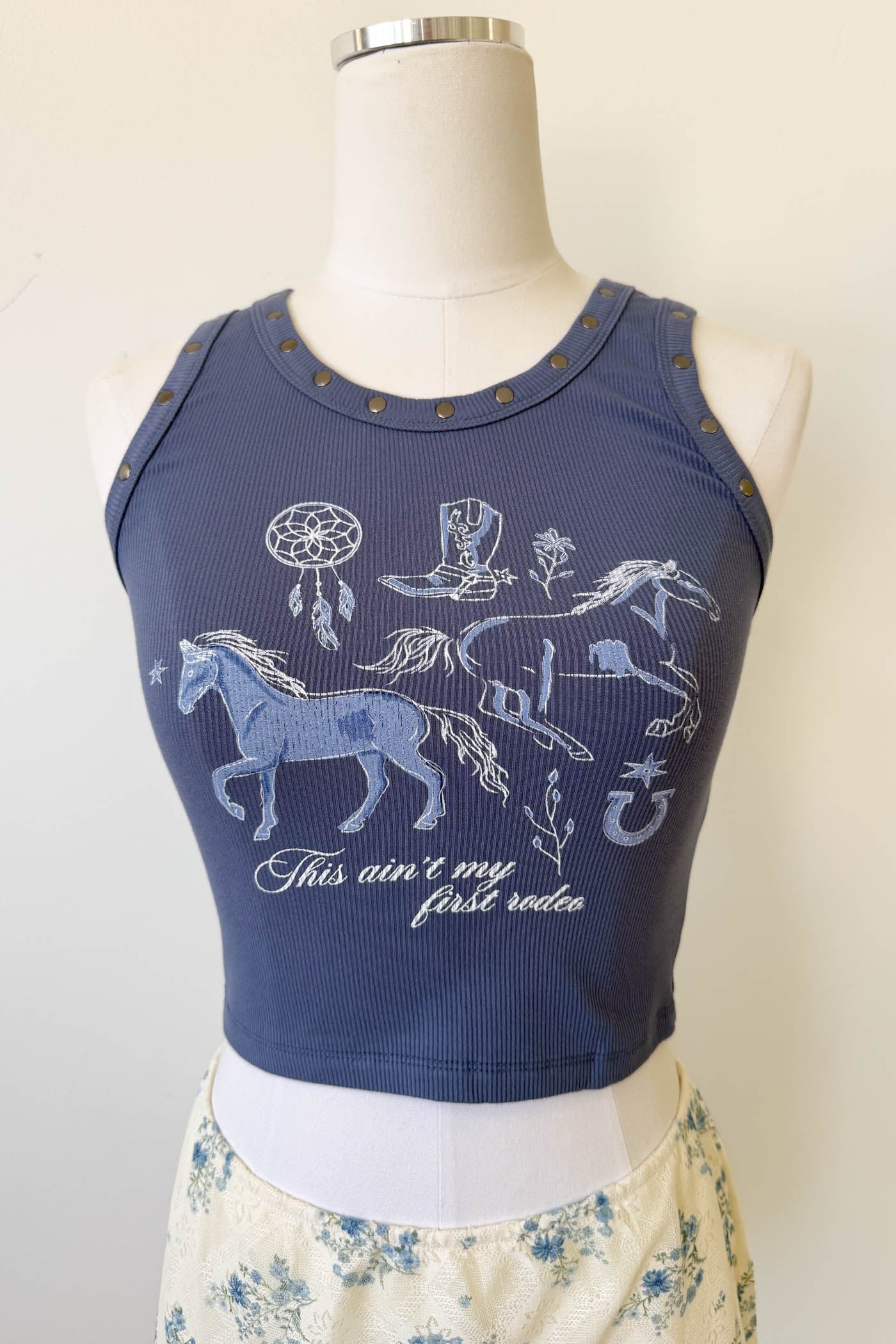 Studded Western Graphic Tank Top