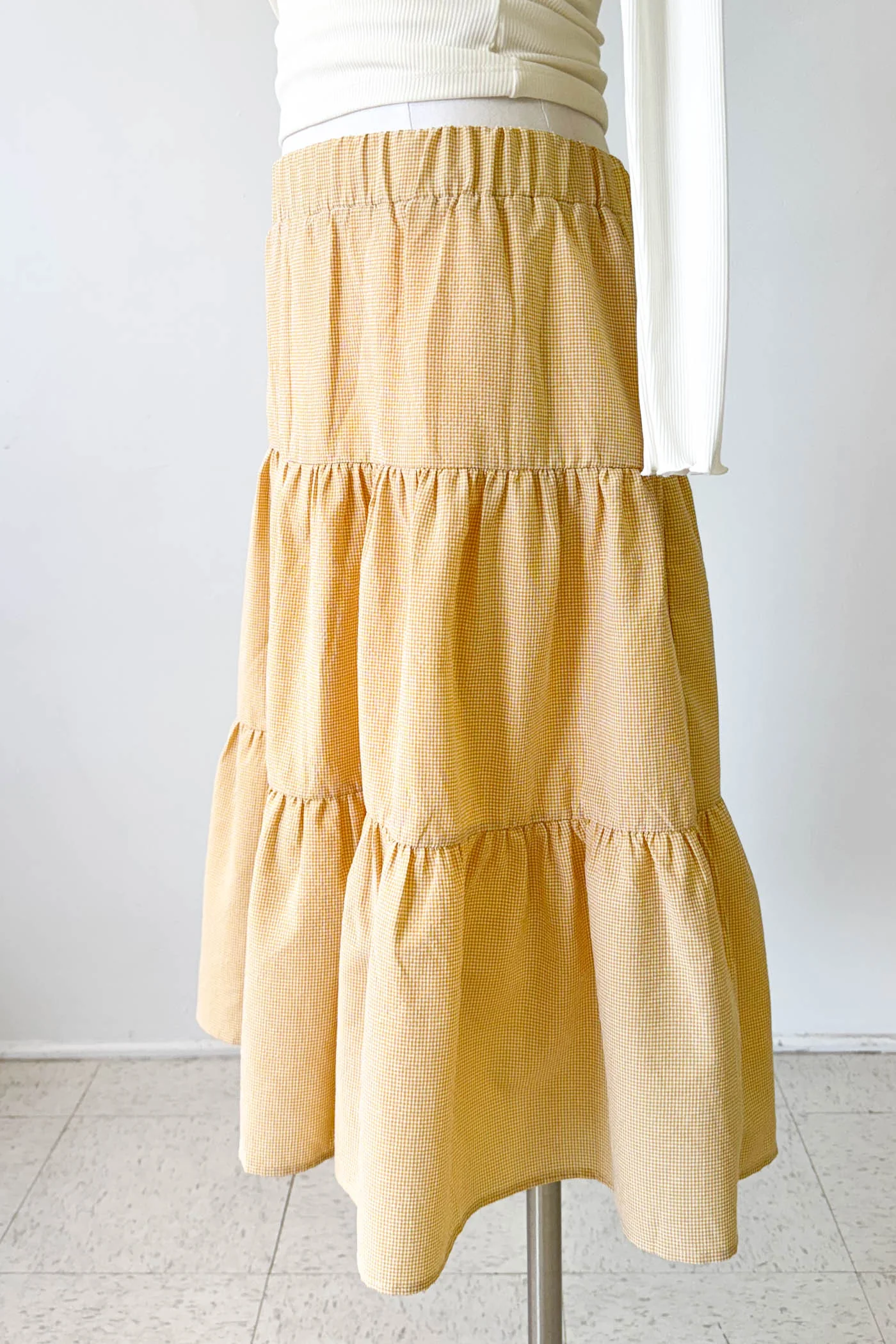 Gingham Tiered Maxi Skirt