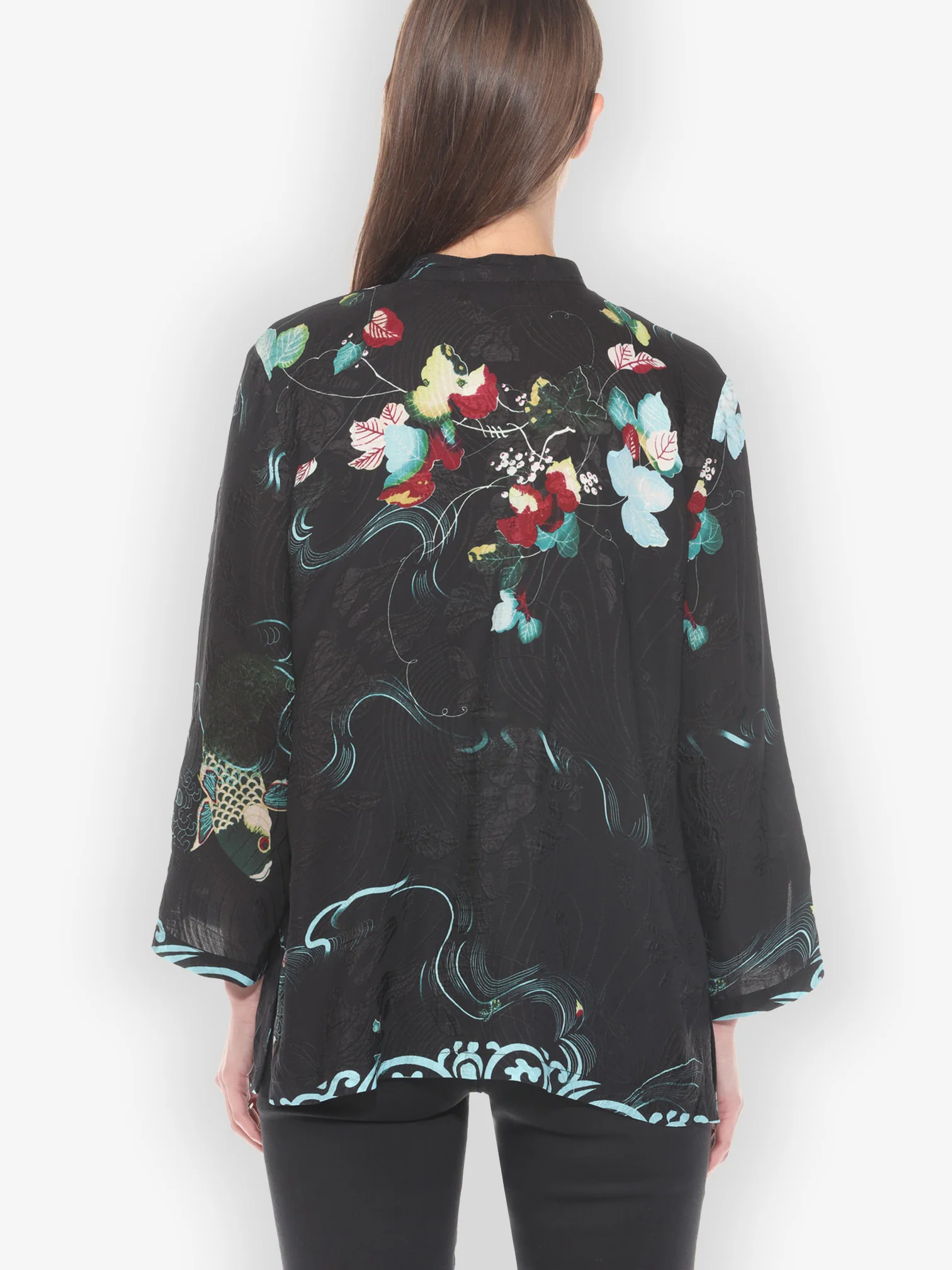 Koi and Leaves Silk Blouse