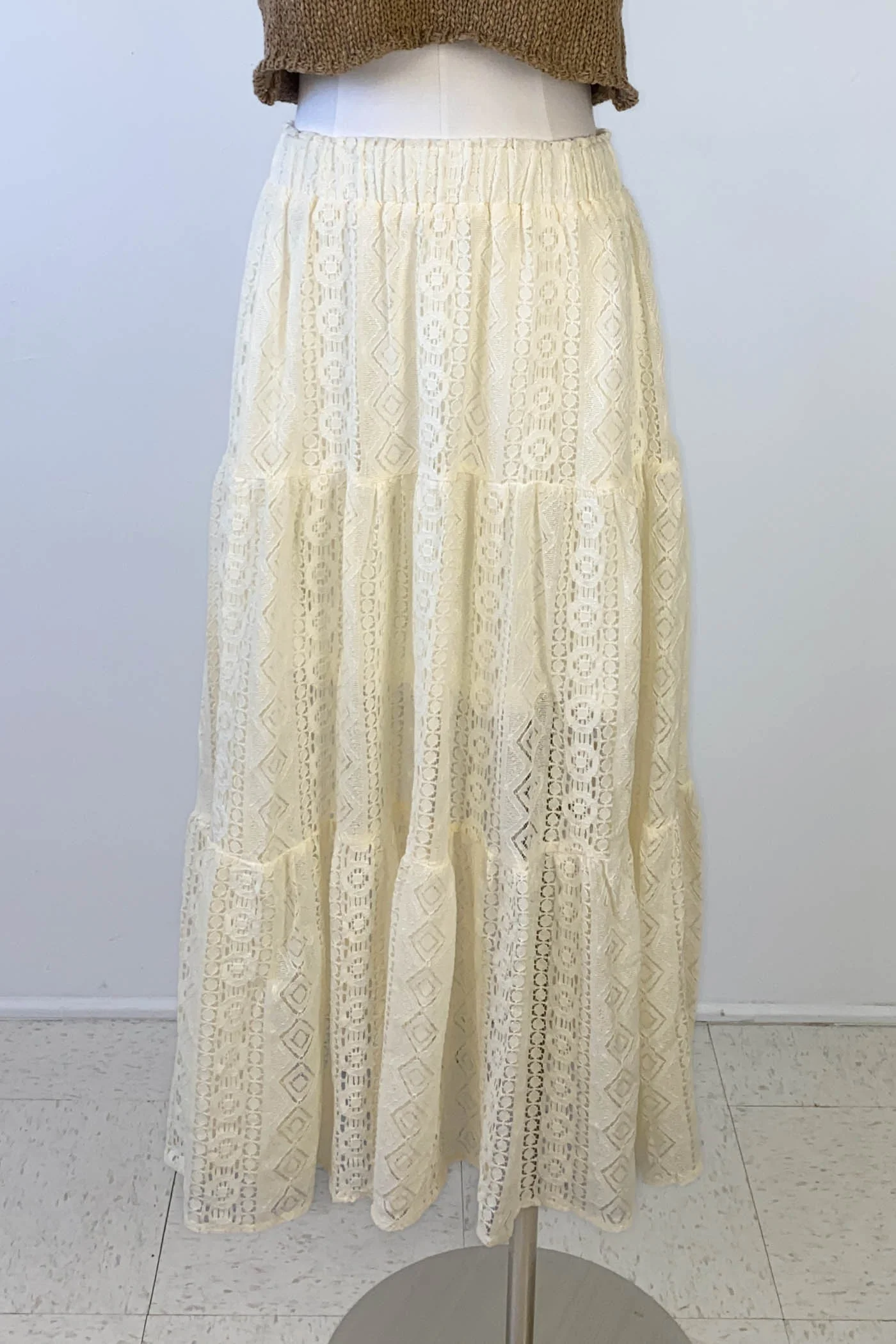 Crochet Lace Tiered Skirt by For Good