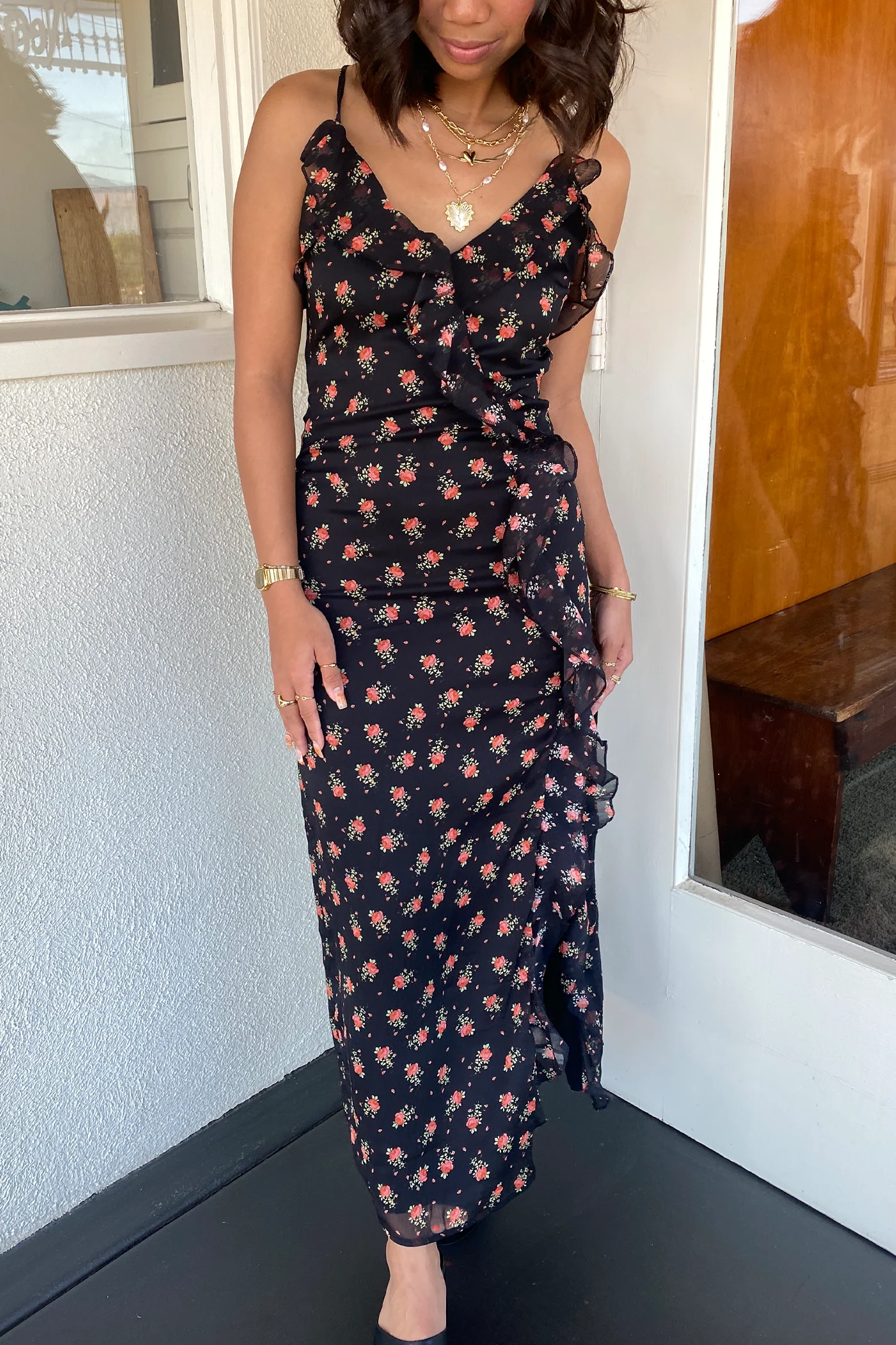 Ruffle Floral Maxi Dress