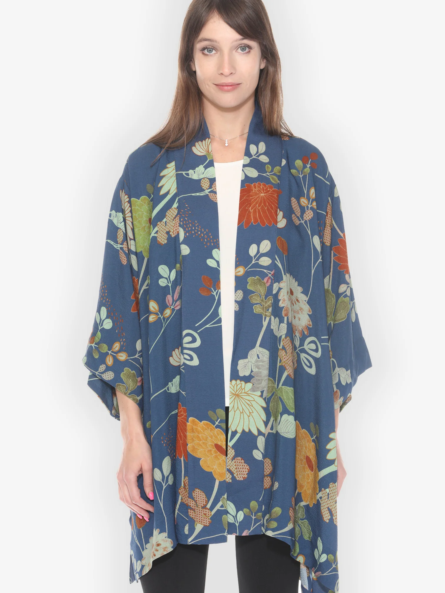 Garden in Blue Kimono Jacket
