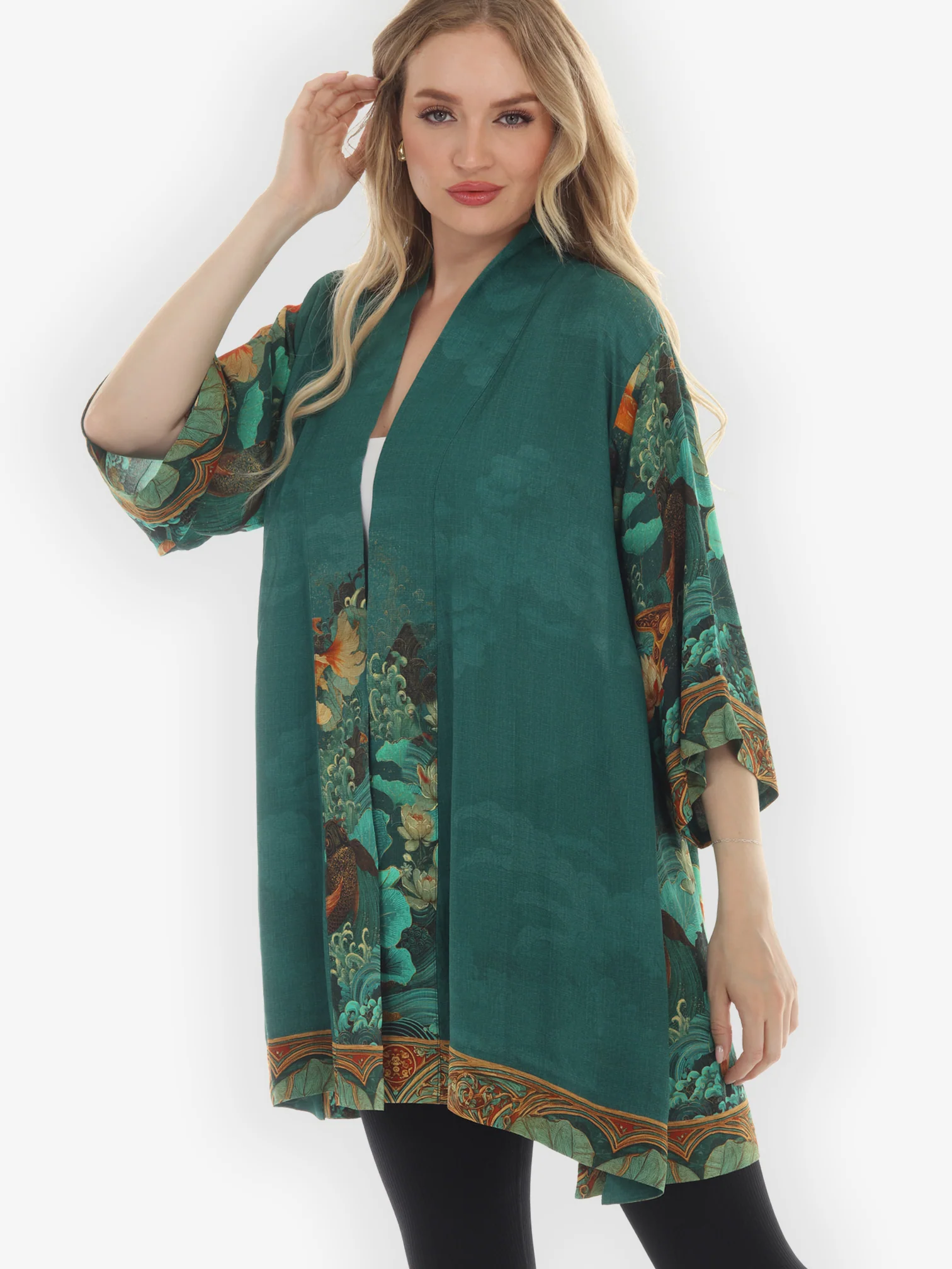 Koi Fish Sea Wave Kimono Jacket