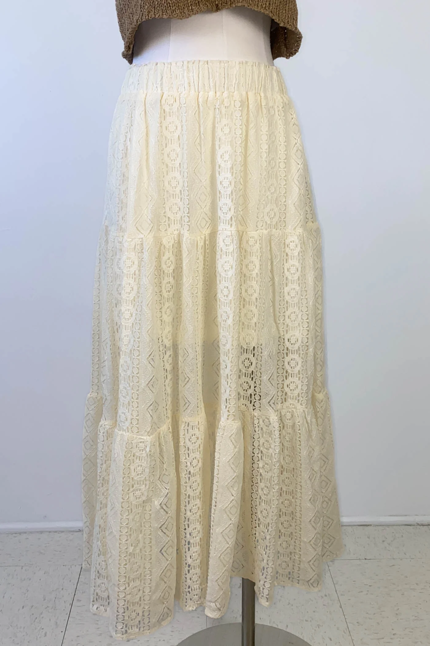 Crochet Lace Tiered Skirt by For Good