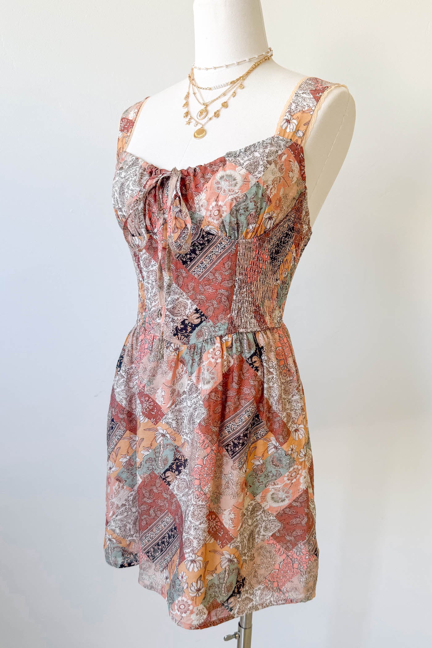 Patchwork Print Mini Dress