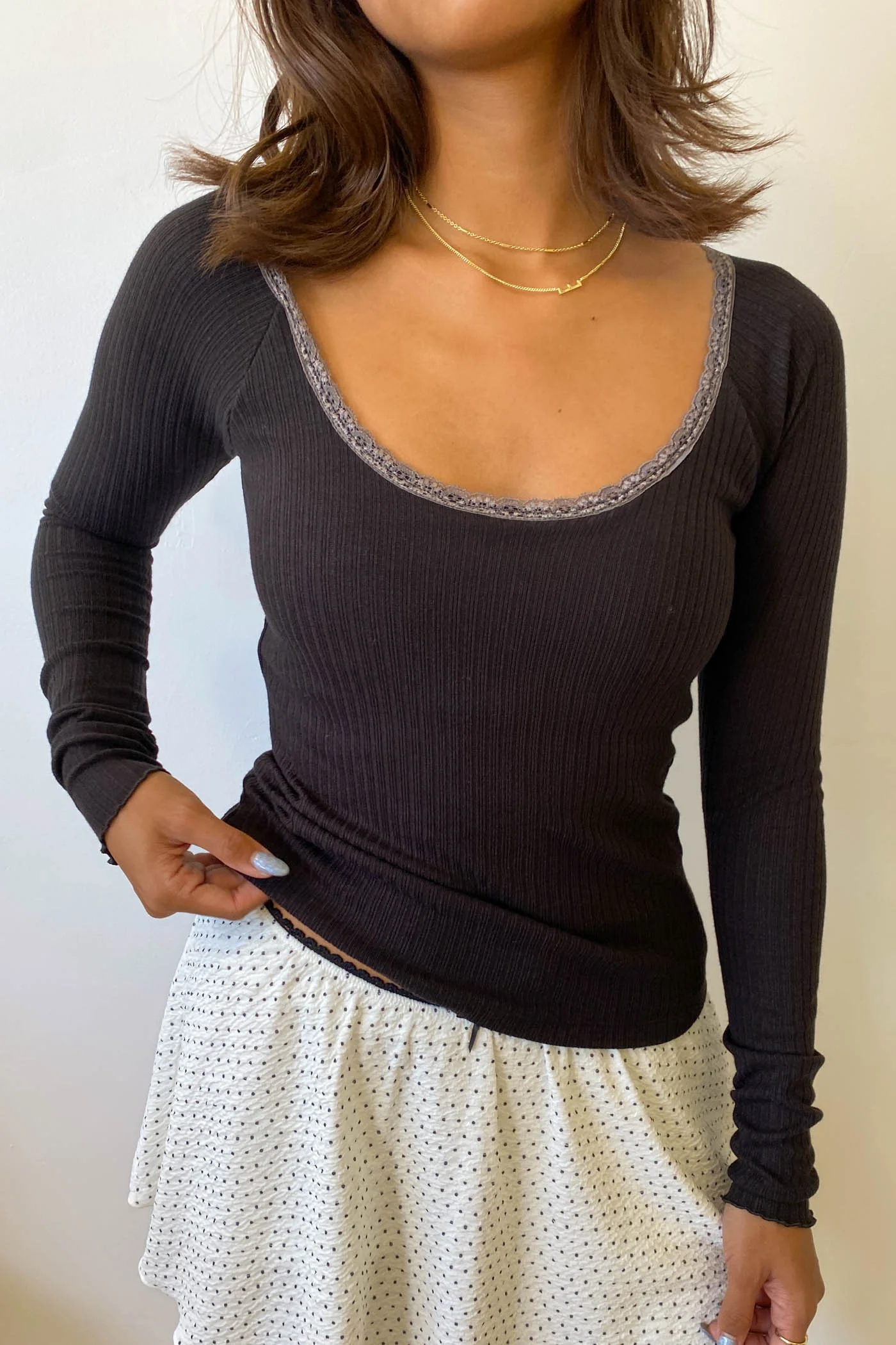Built-In-Bra Long Sleeve Top
