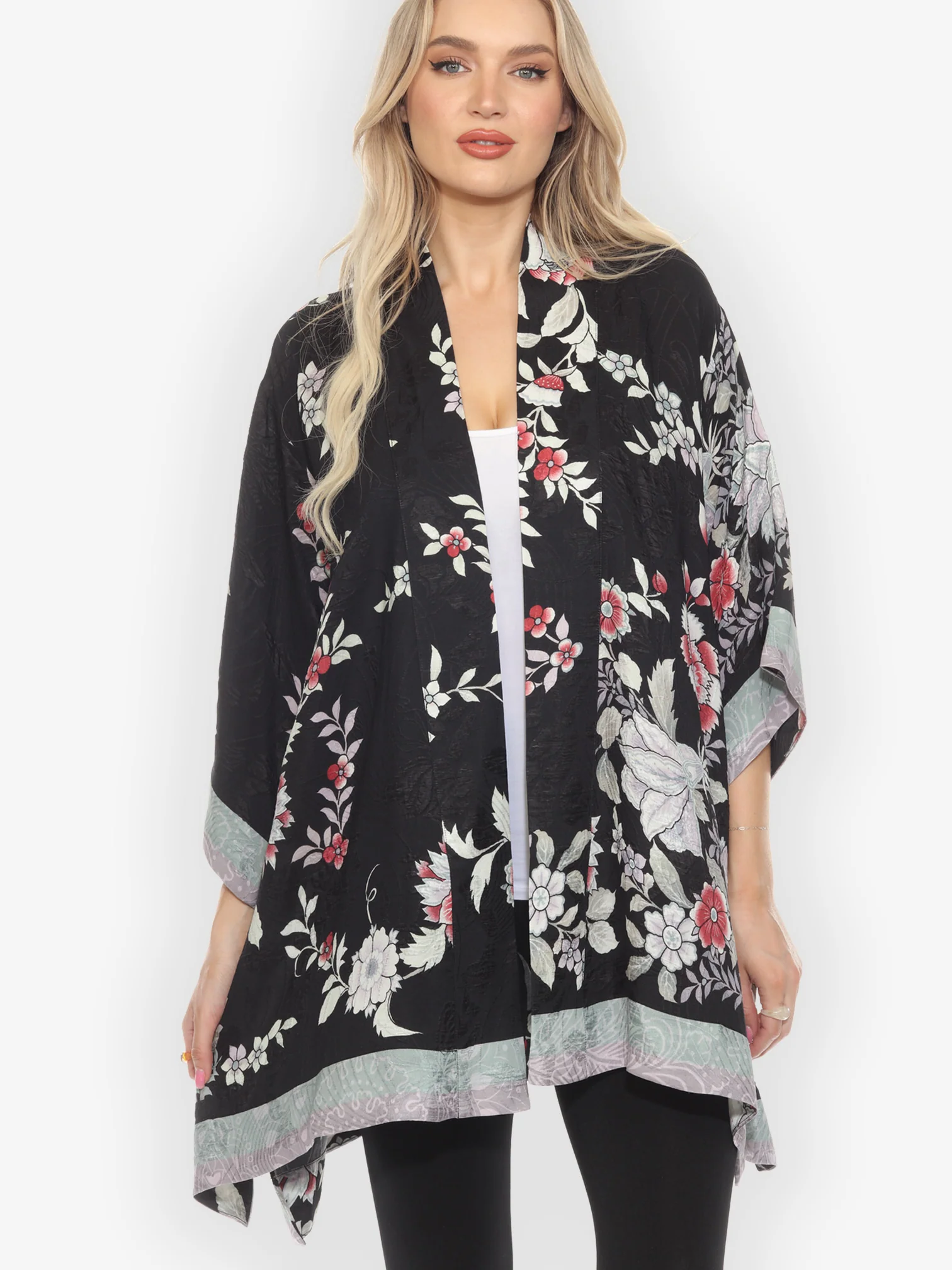 Botanical in Garden Silk Kimono Jacket