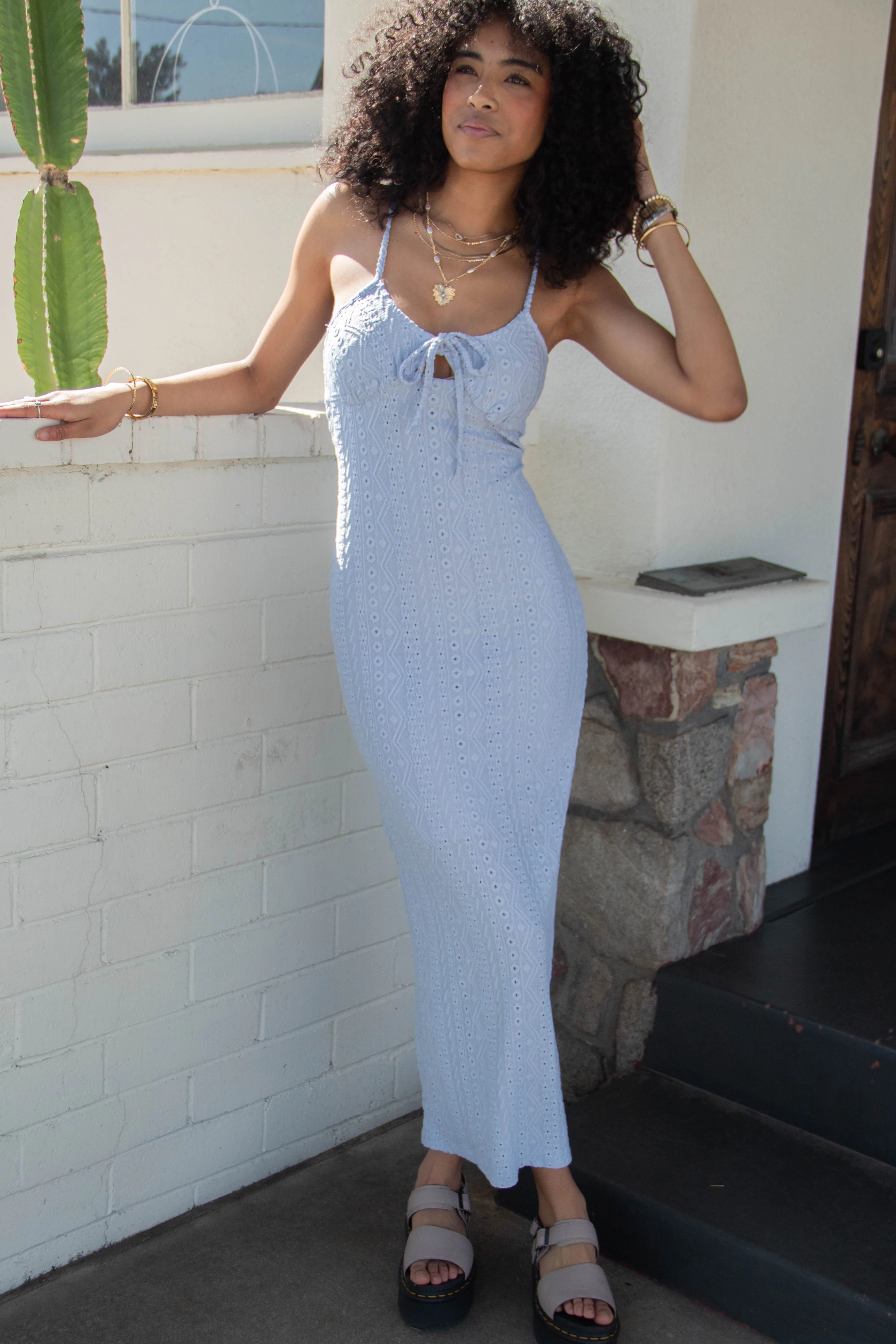 Eyelet Stretch Lace Maxi Dress